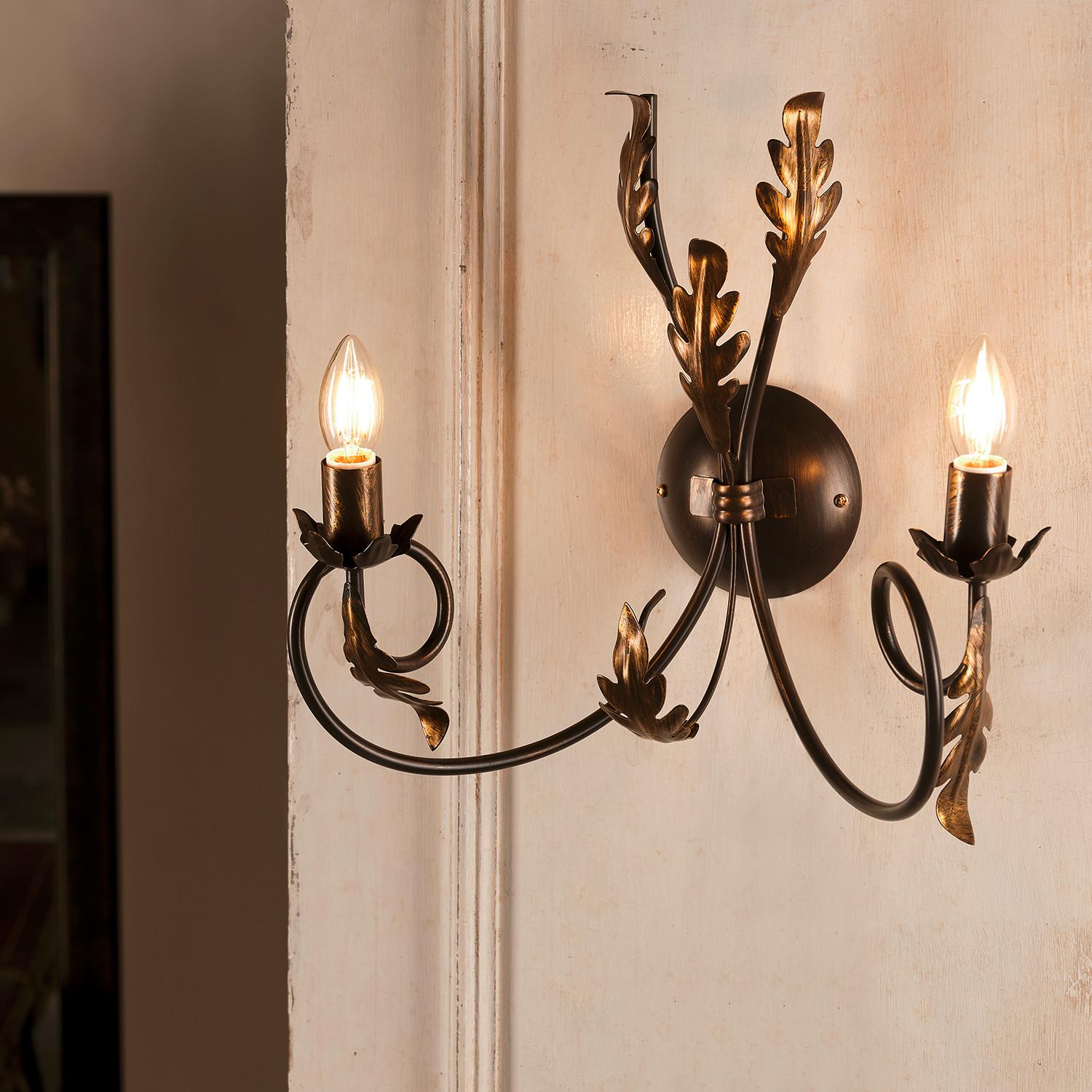 Wandleuchte Gretel Cognac L: 40 cm - Cognac, KONVENTIONELL, Metall (40/25/40cm)