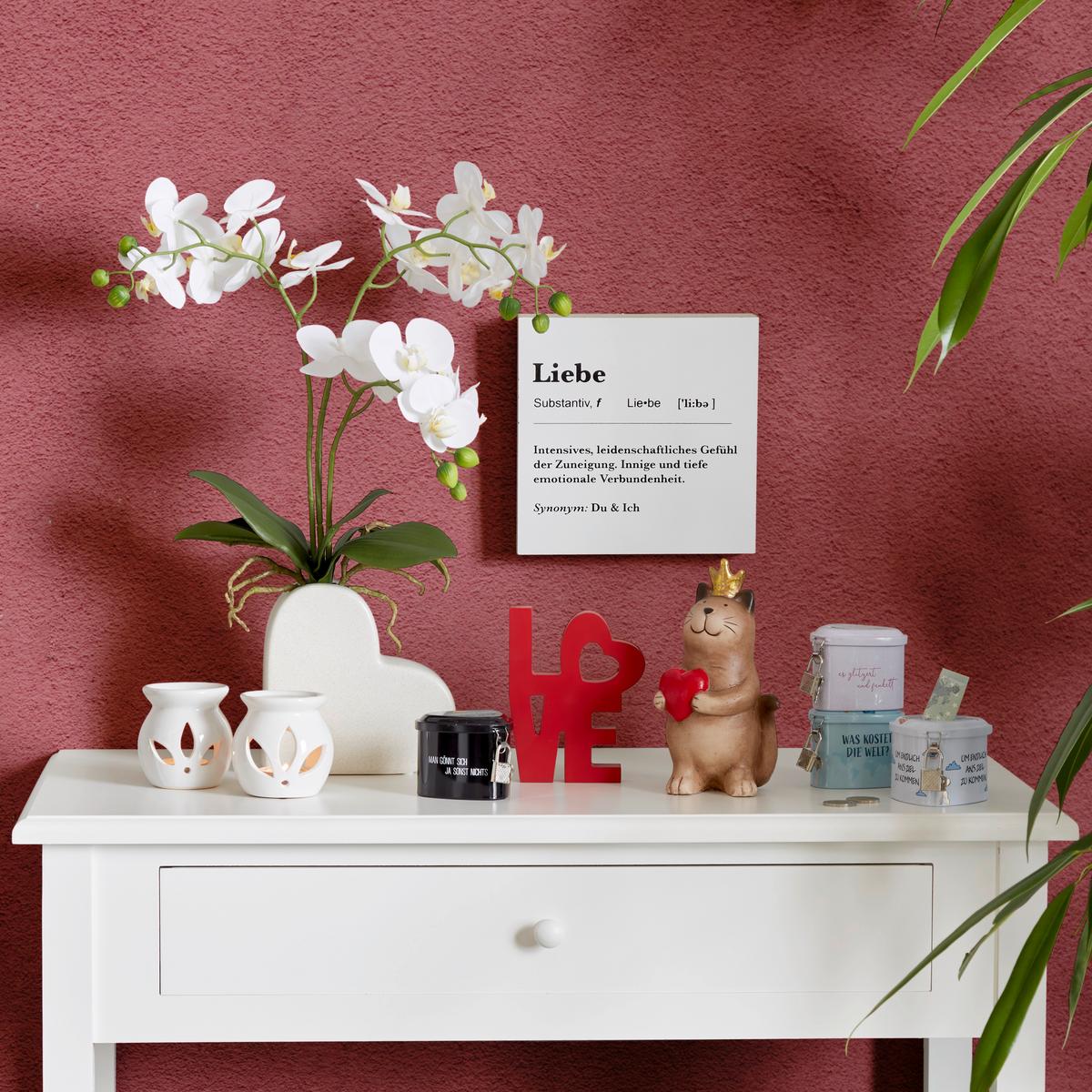 Kunstpflanze Orchidee Weiß L: 53 cm mit Topf Anouk - Braun/Weiß, KONVENTIONELL, Kunststoff (53cm)