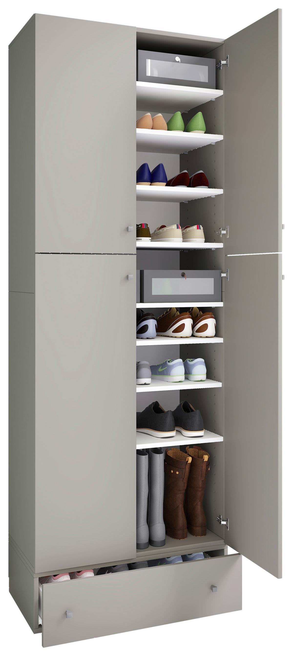 Schuhschrank Lona Xxl Grau B: 70 Cm - Schwarz/Grau, MODERN, Holzwerkstoff (70/200/39cm) - MID.YOU