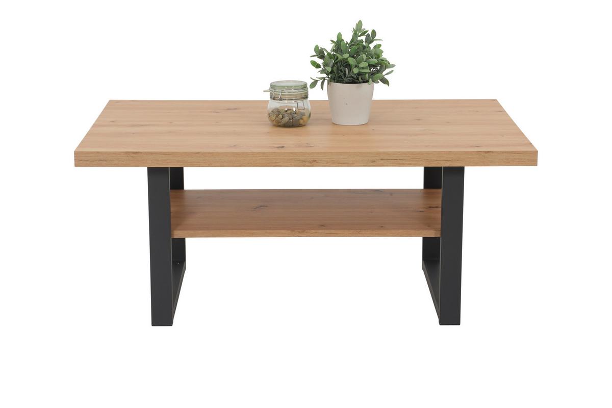 Couchtisch Anton Eiche Dekor L: 105 cm - Schwarz/Eiche Artisan, Design, Holzwerkstoff/Metall (105/69/45cm) - Livetastic