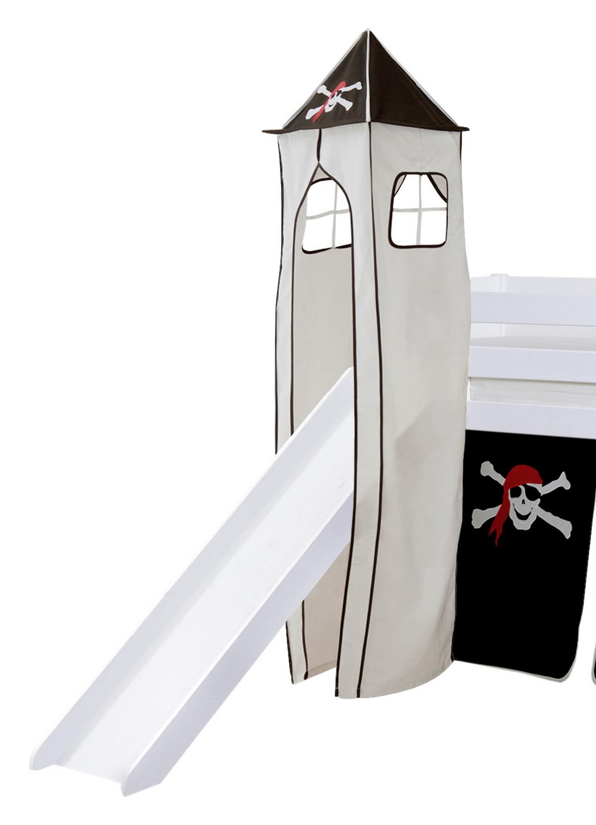 Spielbett Kasper Schwarz/weiß Kiefer Massiv 90 Cm Turm - Schwarz/Weiß, Natur, Holz (90/200cm) - MID.YOU