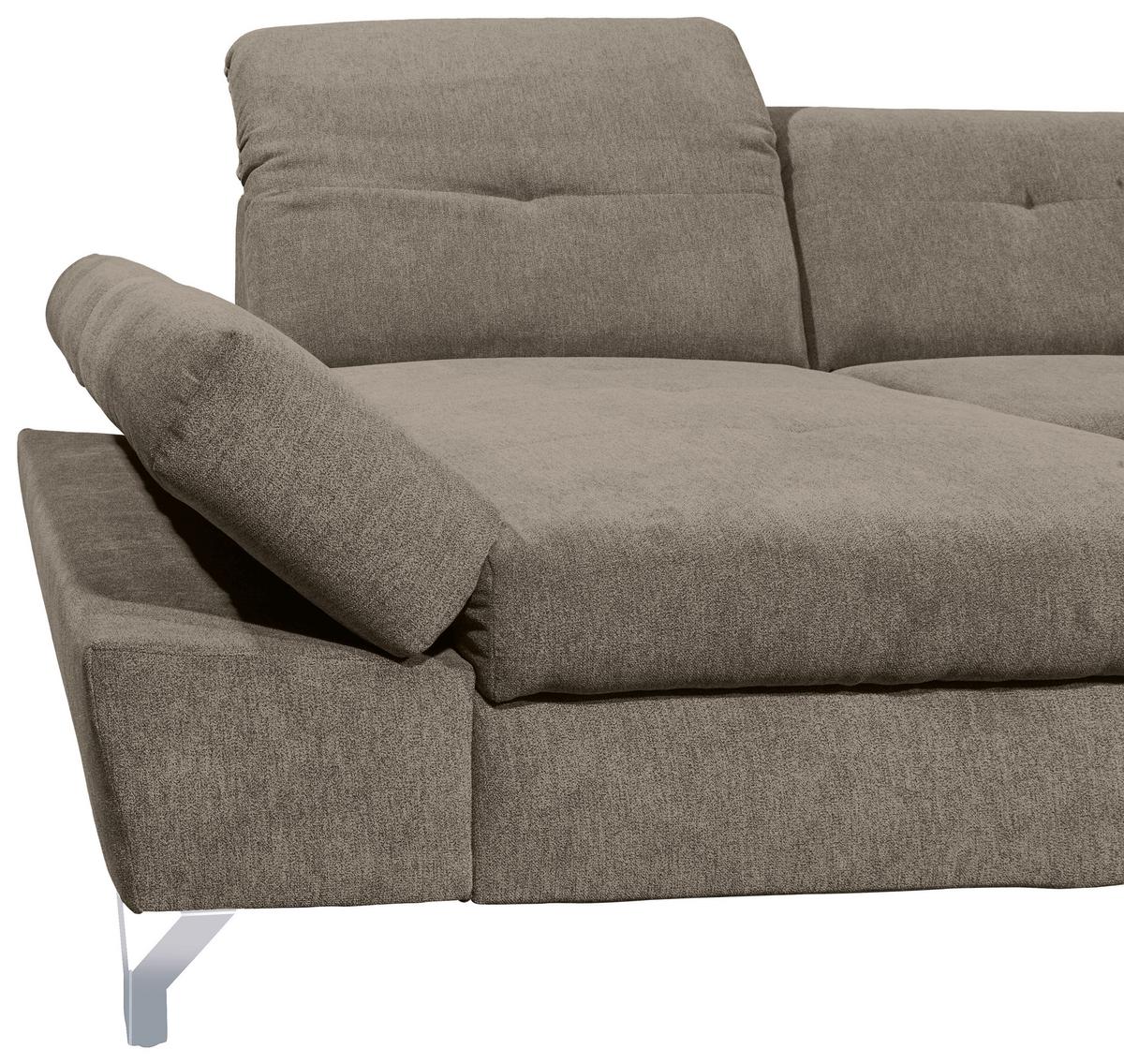 Ecksofa Melfi Graubraun U: 168 cm - Graubraun/Silberfarben, MODERN, Textil (168/350/245cm) - MID.YOU