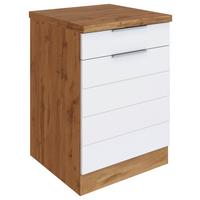 Küchenunterschrank Florenze B: 60 cm Weiß/Eiche Dekor mit Lade - Eiche Wotan/Weiß, Design, Holzwerkstoff (60/86/60cm) - Held