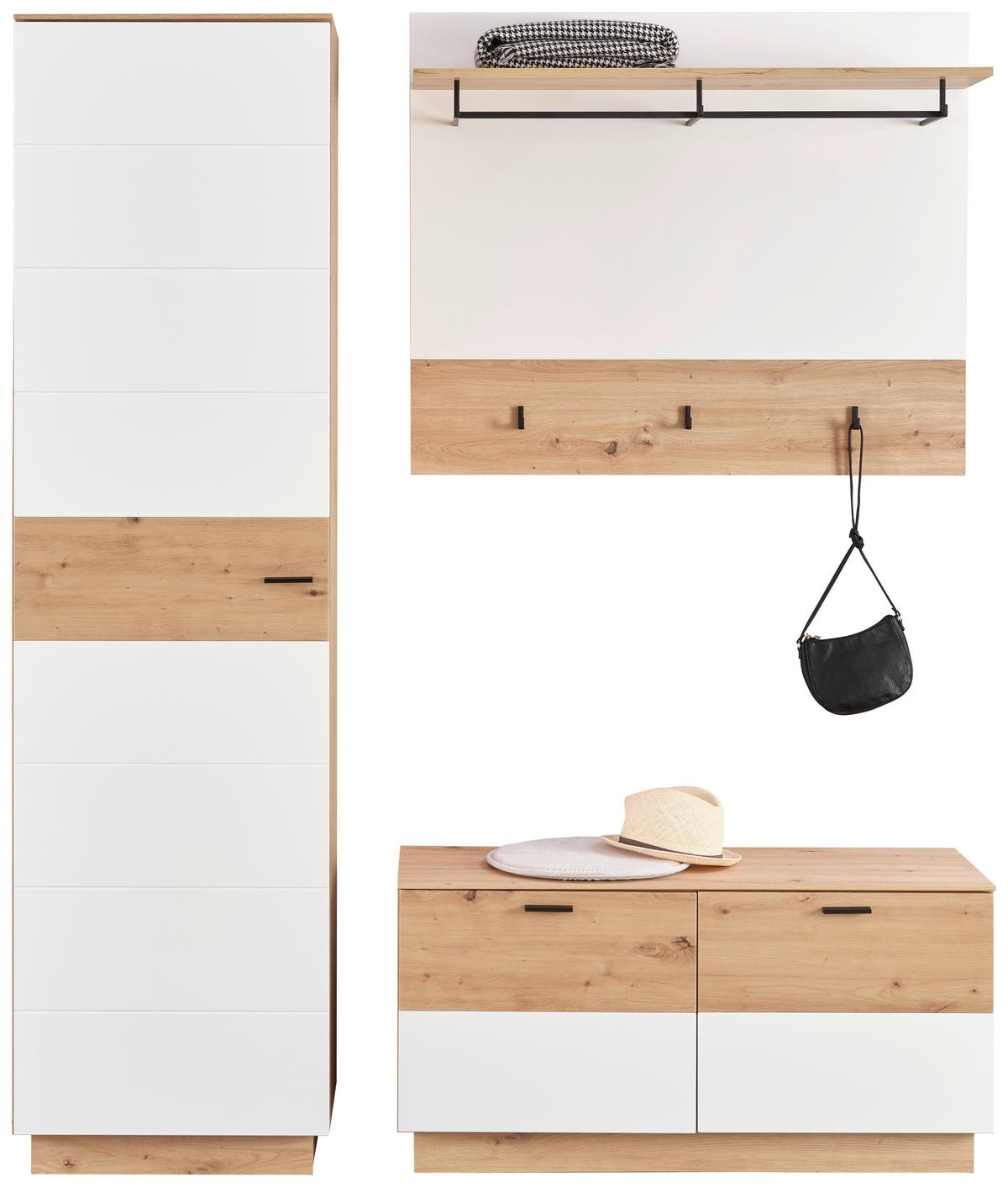 Garderobenschrank Tonale 56 cm Artisan Eiche Dekor/Alpinweiss - Weiß/Eiche Artisan, KONVENTIONELL, Holzwerkstoff (56/207,4/40cm)