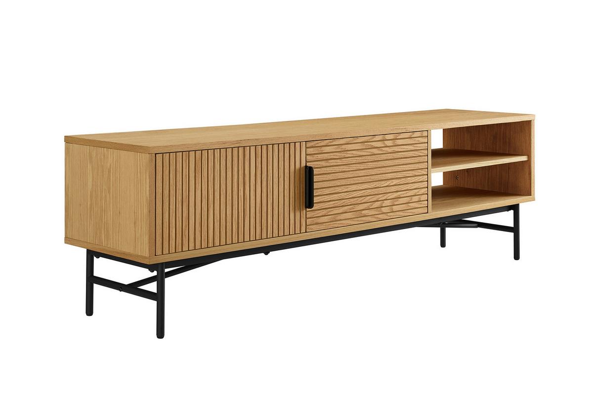 Lowboard Schwarz, Eiche Dekor B: 160cm - Eichefarben/Schwarz, Design, Holz/Holzwerkstoff (160/50/40cm) - Livetastic