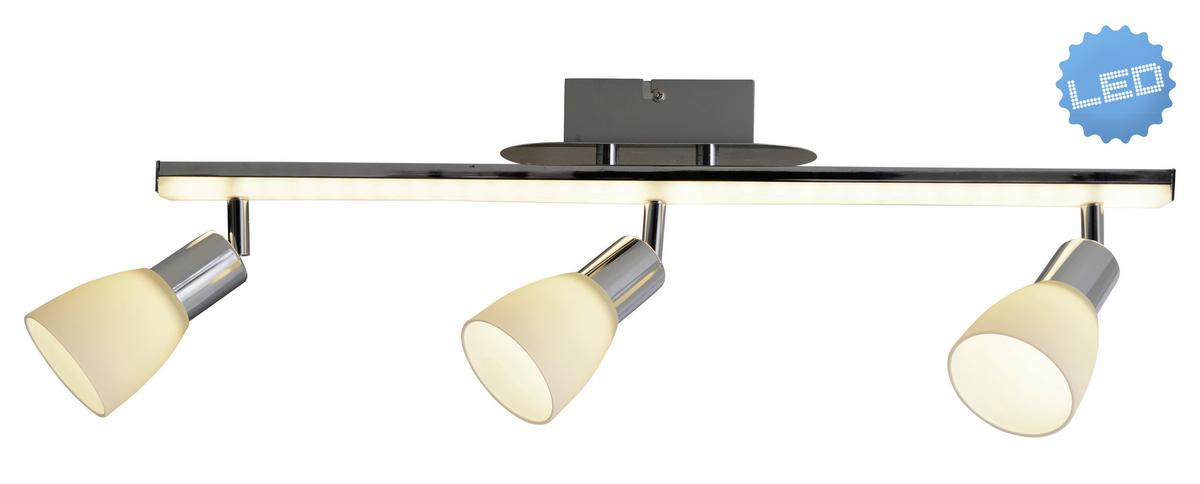 Strahler Ibiza 3-Flammig L: 60 cm - Chromfarben/Opal, Basics, Glas/Kunststoff (60/22cm) - Näve