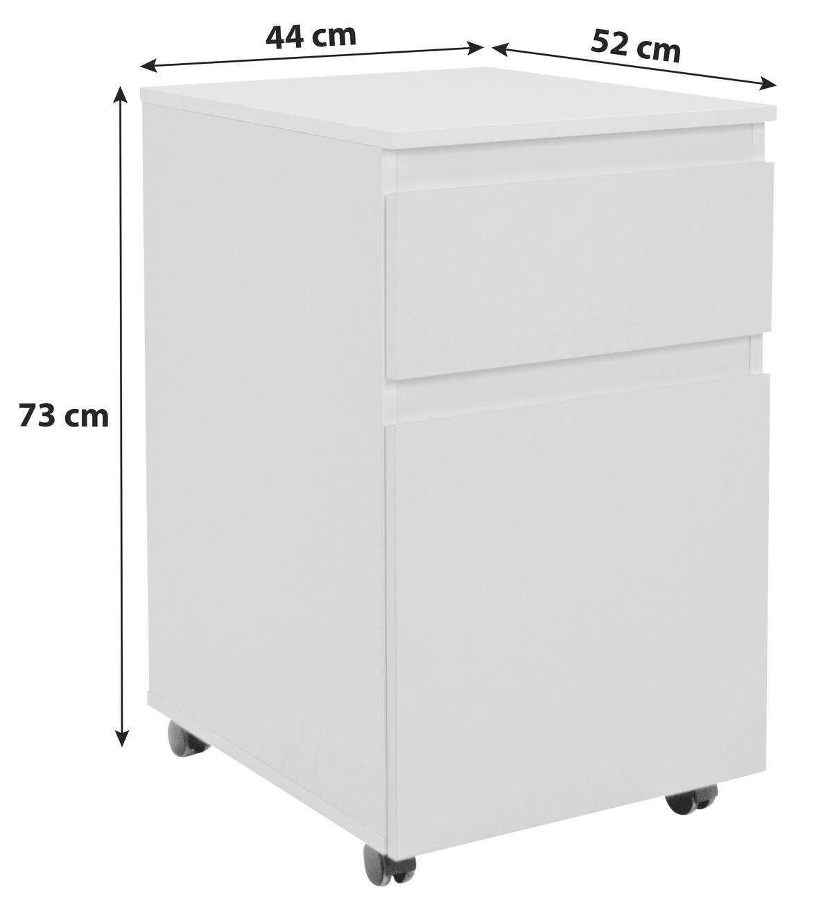 Rollcontainer Weiß Image 31, 44x73x52 Cm - Weiß, KONVENTIONELL, Holzwerkstoff/Kunststoff (44/73/52cm) - MID.YOU