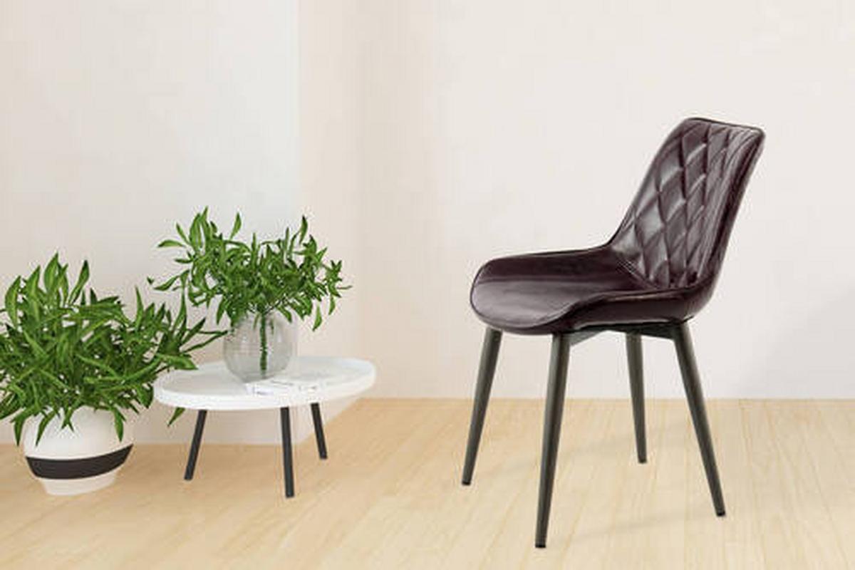 Sada stoličiek tmavofialová - fialová, Lifestyle, kov/koža (51/80/60cm)