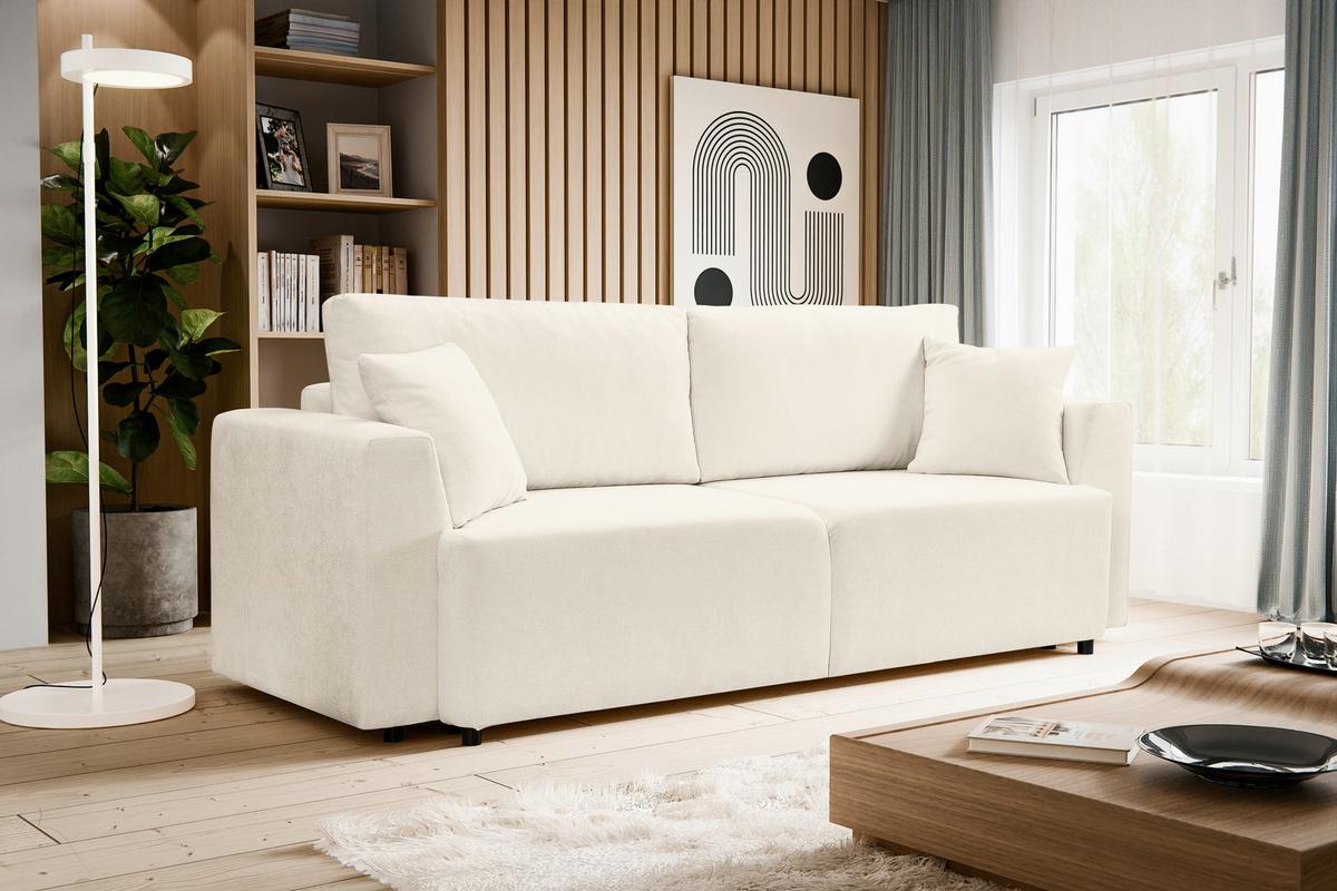 Schlafsofa Point Creme B: 250cm - Creme/Schwarz, Basics, Holz/Textil (250/95/99cm) - MID.YOU