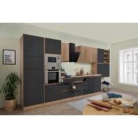 Küchenzeile Premium M. Geräten 445 Cm Grau/eiche Dekor - Eichefarben/Grau, Basics, Holzwerkstoff (445cm) - Respekta