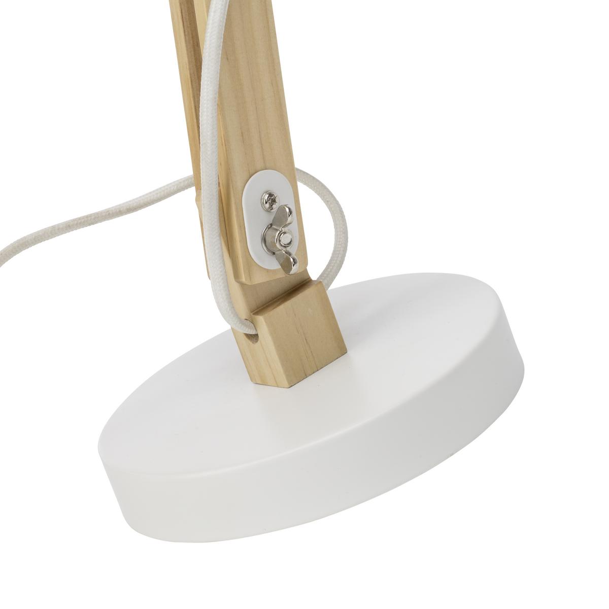 Tischlampe Moda Weiß/braun Mit Schnurschalter - Weiß, Natur, Holz/Metall (41,5/16/32cm) - Brilliant