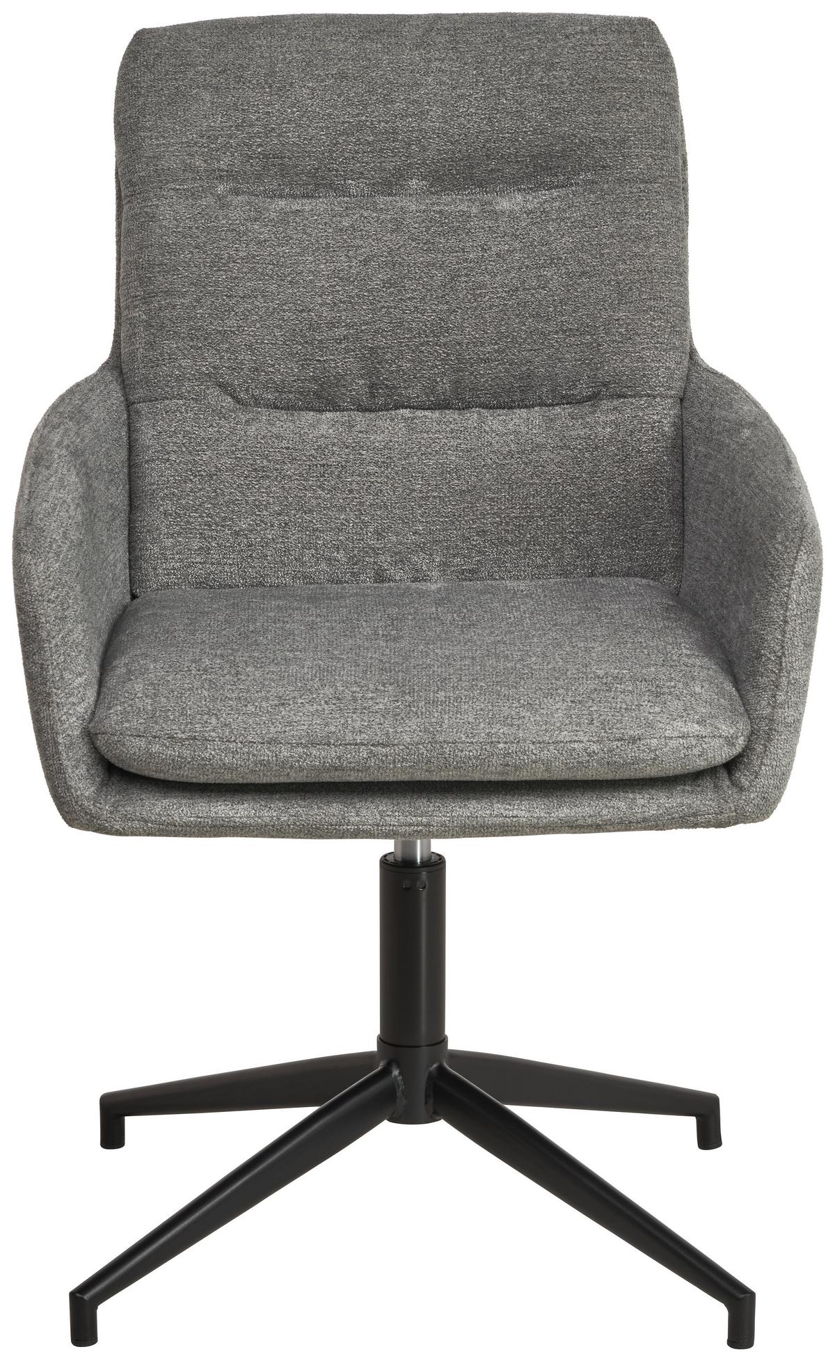 Armlehnstuhl Patrice Grau, Sitzfl. 360° Drehbar - Schwarz/Grau, Design, Holz/Textil (57/88/67cm) - MID.YOU