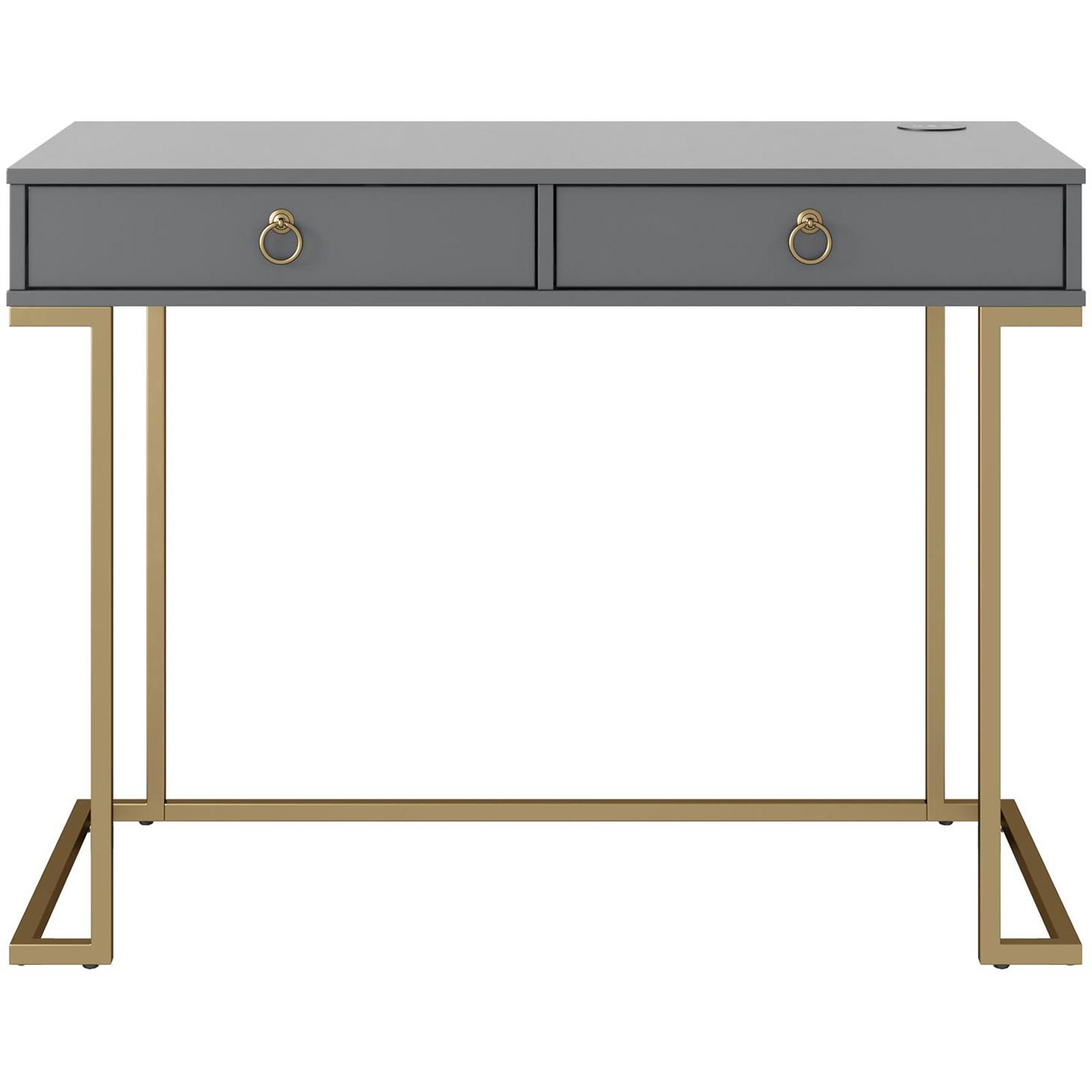 Schreibtisch Camila Graphitfarben 106 cm - Goldfarben/Graphitfarben, Design, Holzwerkstoff/Metall (106/79/50cm) - MID.YOU