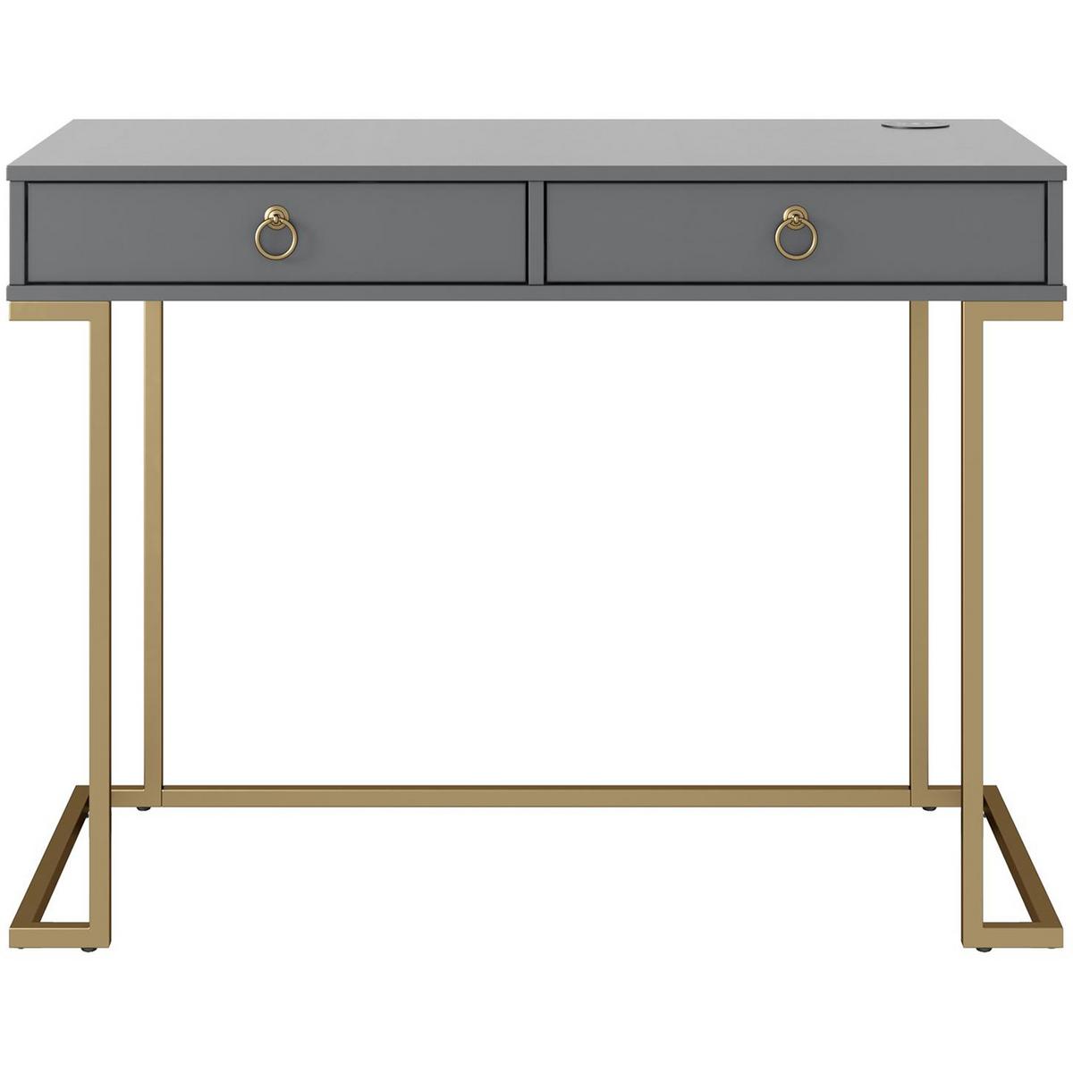 Schreibtisch Camila Graphitfarben 106 cm - Goldfarben/Graphitfarben, Design, Holzwerkstoff/Metall (106/79/50cm) - MID.YOU