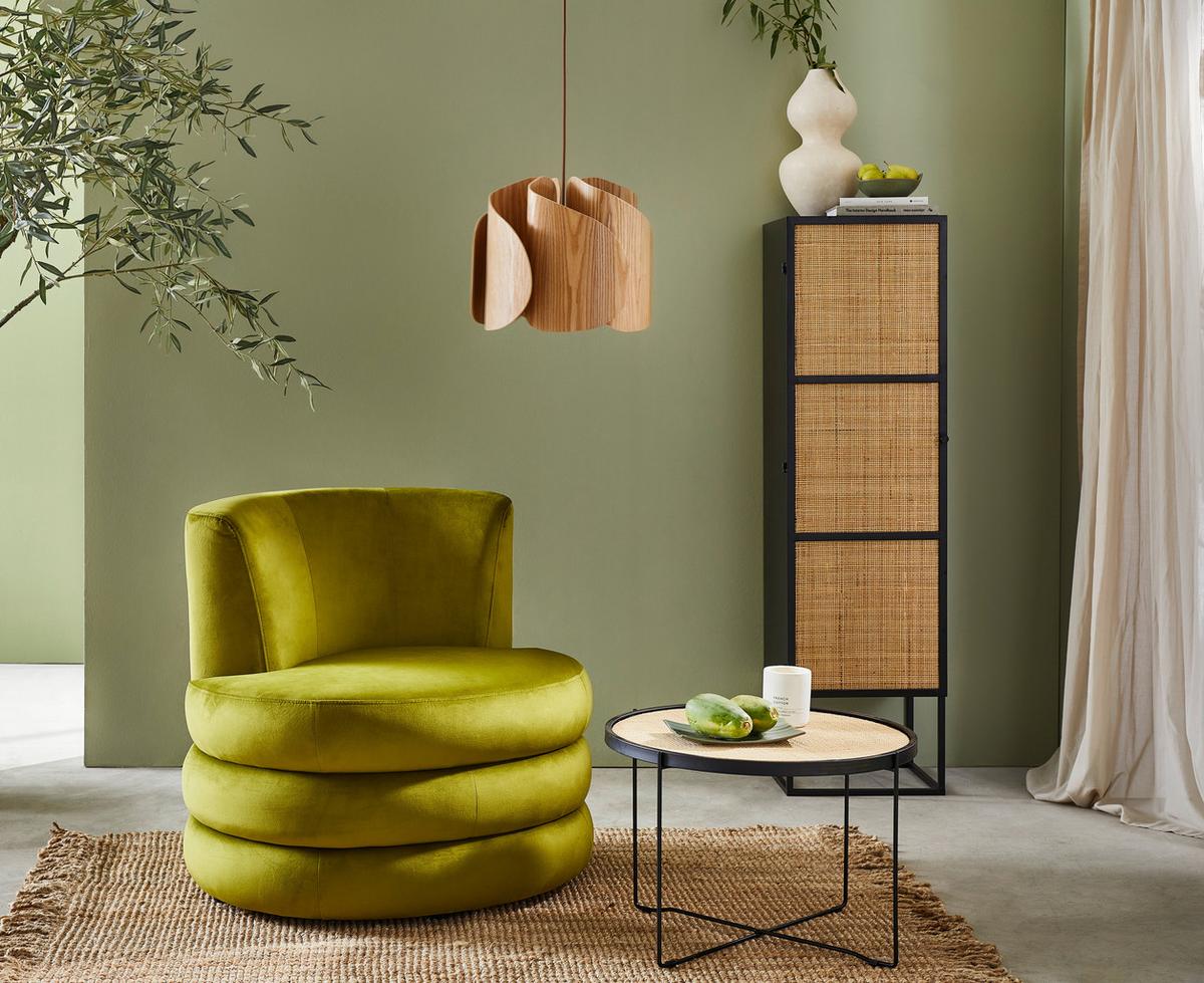 Designsessel Magari - Edelstahlfarben/Olivgrün, Trend, Textil (90/82/85cm) - Livetastic