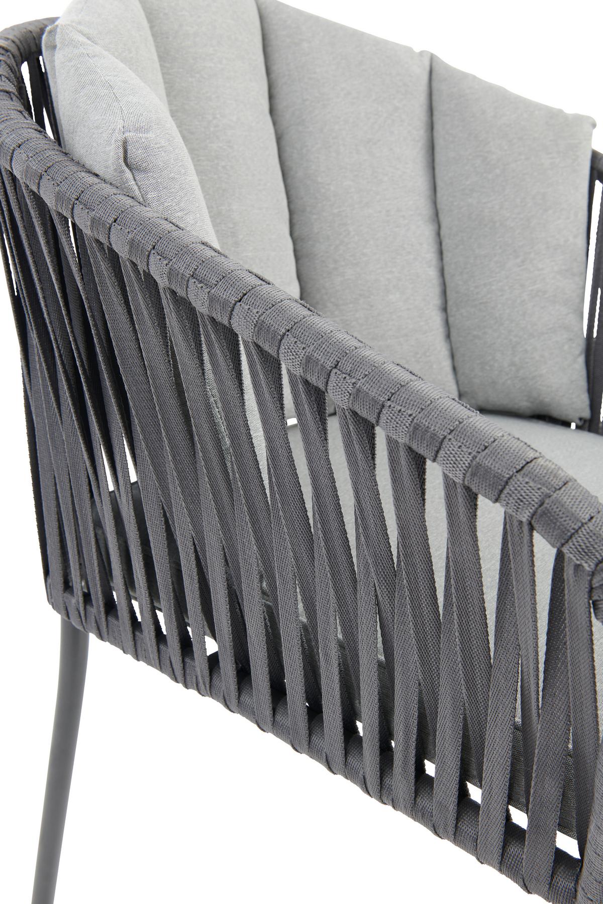 Gartensessel Zoe Metal / Kunststoff / Textil - Schwarz/Grau, MODERN, Kunststoff/Textil (59/77,5/61cm) - Beldano