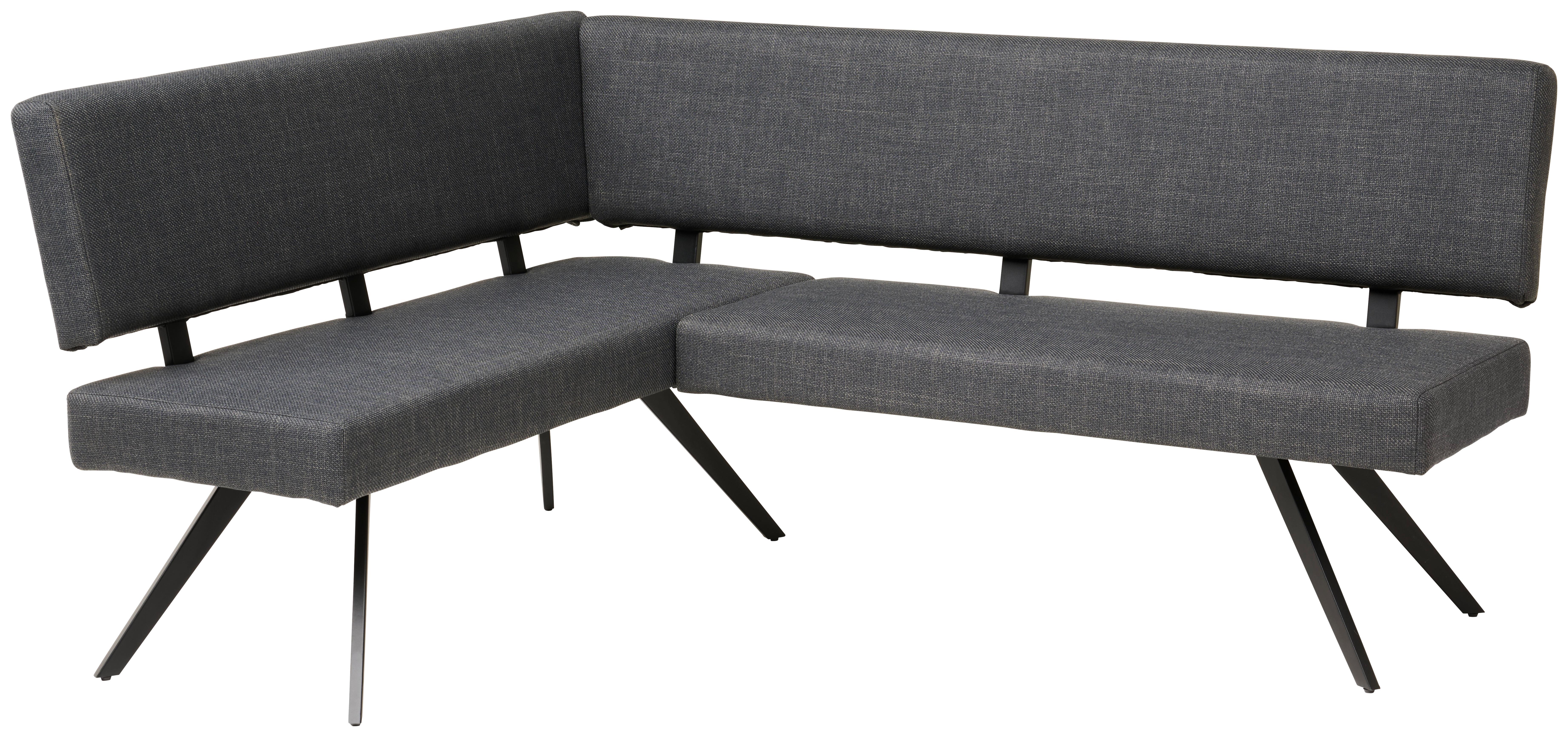 Eckbank Andros dunkelgrau, S: 150x190cm - Dunkelgrau/Schwarz, KONVENTIONELL, Textil/Metall (150/190cm) - Livetastic