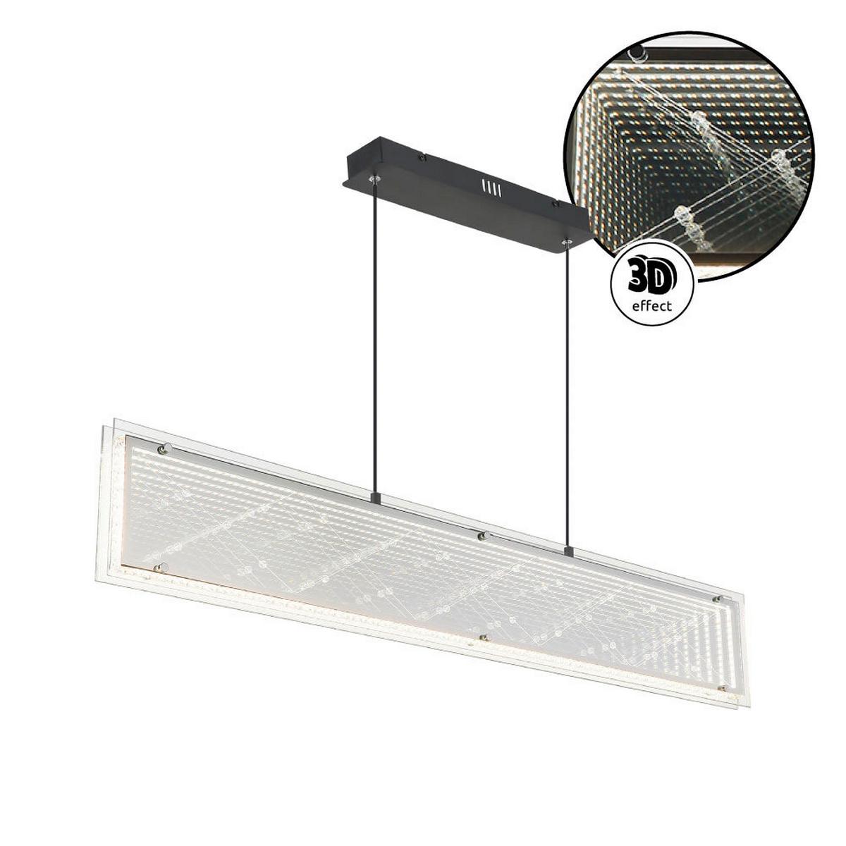 LED-Hängeleuchte Memory-Funktion - Klar/Chromfarben, Design, Glas/Kunststoff (113/8/120cm) - Globo