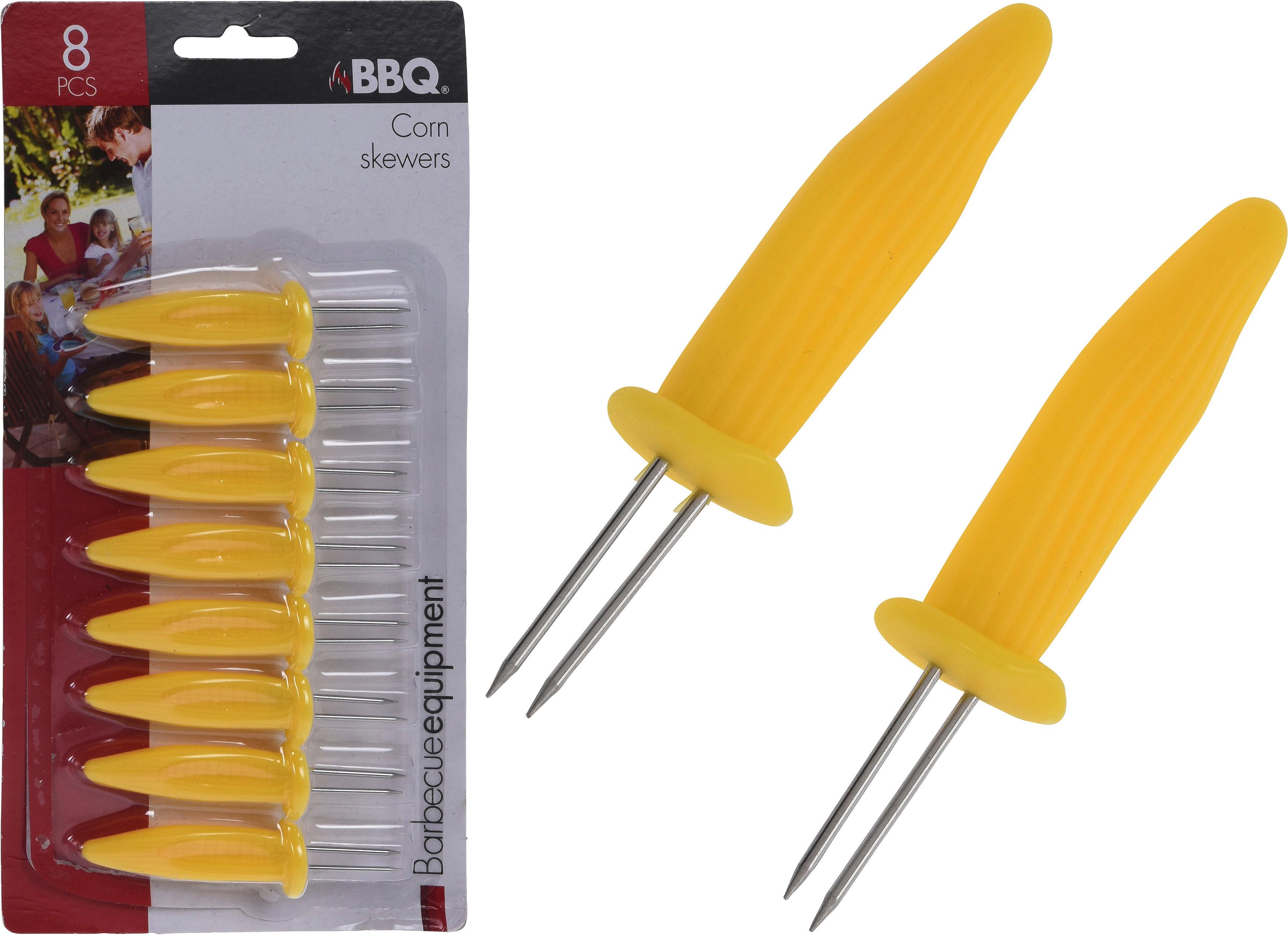 Kukoricacső-tartó Bbq Bbq - sárga/ezüstszínű, Basics, műanyag/fém (12/2/24cm)