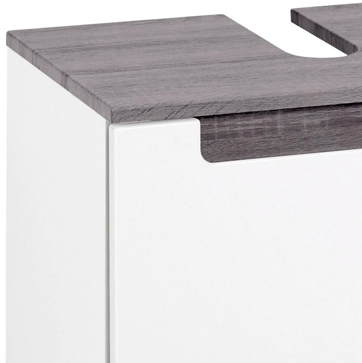 Waschbeckenunterschrank Siena B. 60 cm Silbereiche/Weiß - Weiß/Silbereichenfarben, MODERN, Holzwerkstoff (60/40/35cm) - Held