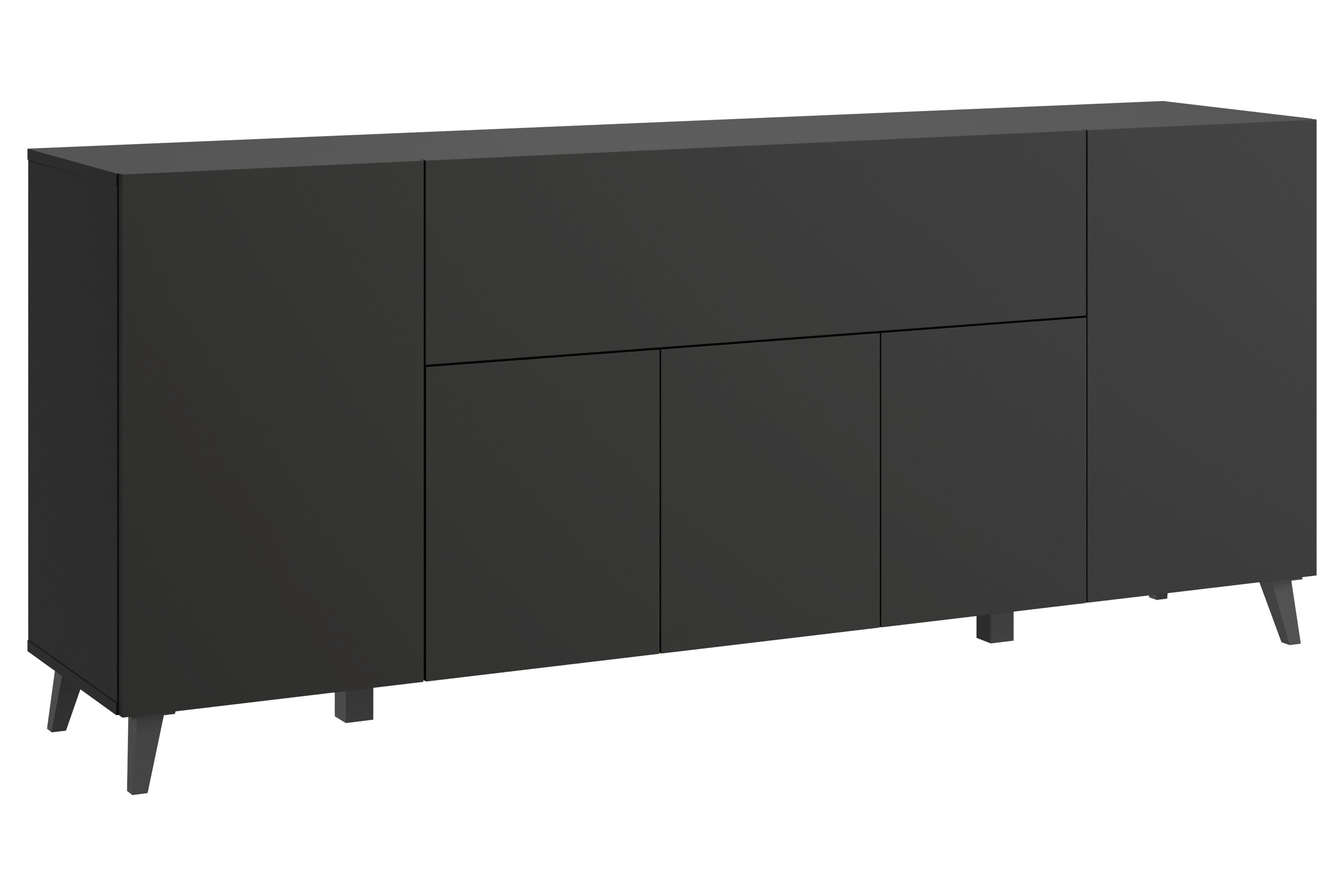 Sideboard Phuket 180 Schwarz B: 180 Cm - Schwarz, Design, Holzwerkstoff (180/76/37,5cm) - Livetastic