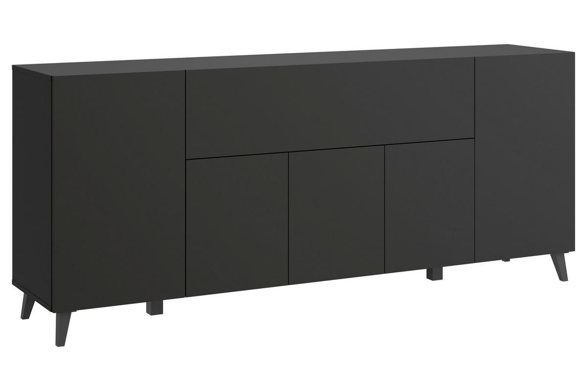 Sideboard Phuket 180 Schwarz B: 180 Cm - Schwarz, Design, Holzwerkstoff (180/76/37,5cm) - Livetastic