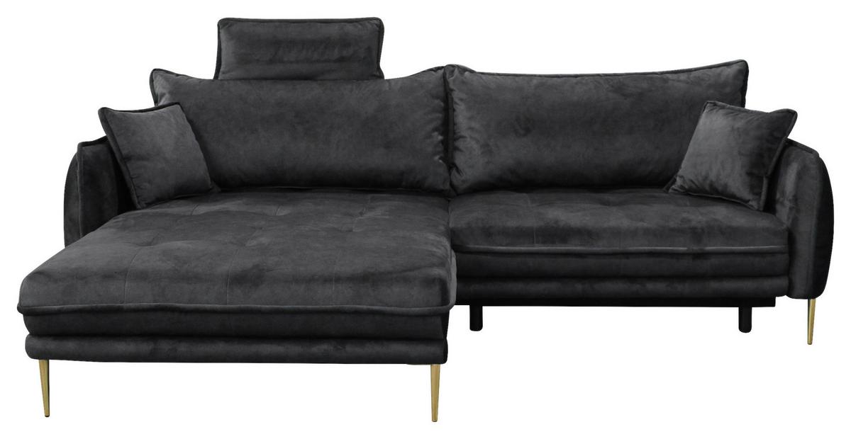 Ecksofa Whisper Anthrazit S: 196x264cm - Anthrazit/Goldfarben, Design, Textil (196/264cm) - MID.YOU