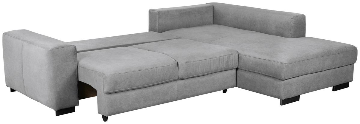 Ecksofa mit Schlaffunktion + Bettkasten Olifant, Stoffbezug - Hellgrau, MODERN, Holz (283/68/203cm) - Ondega
