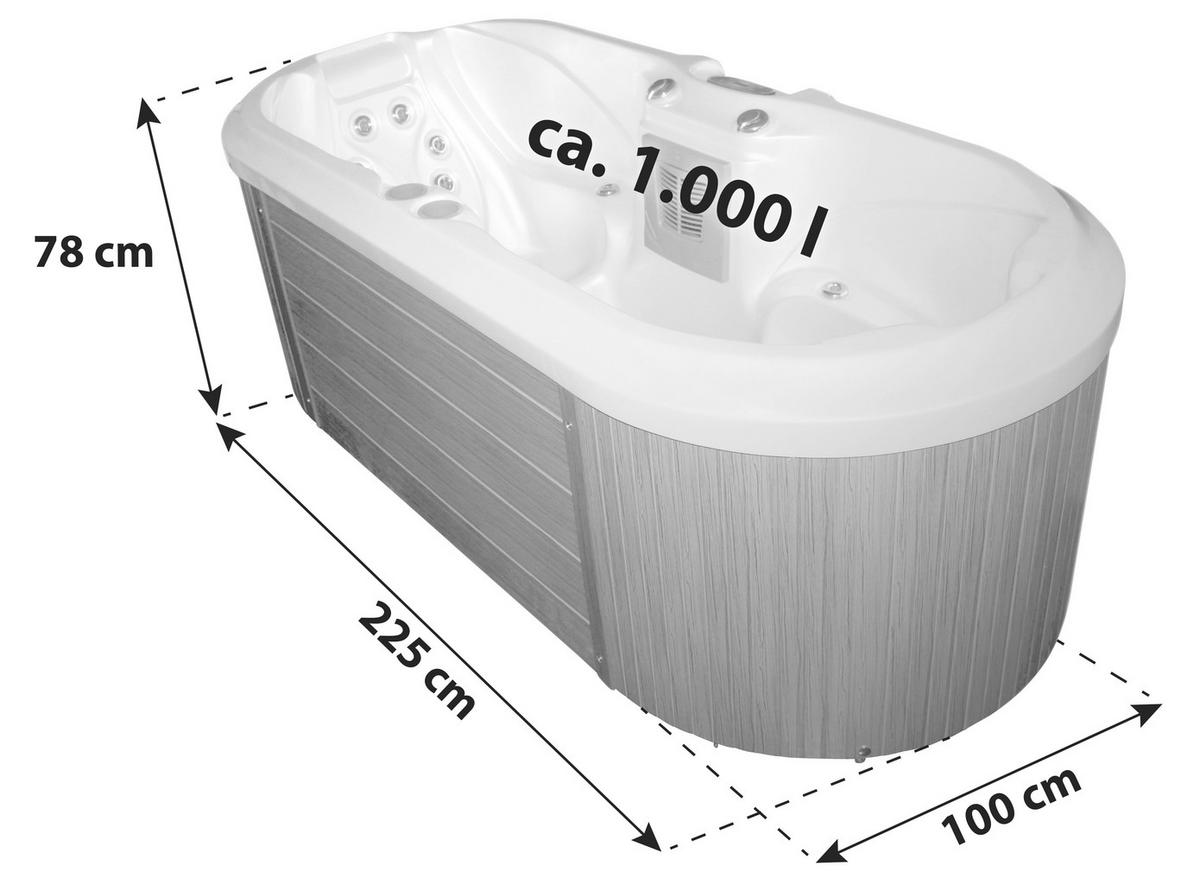 Whirlpool Acryl Como Ec2000 225x78x100 cm - Braun/Weiß, Design, Kunststoff (225/100/78cm)