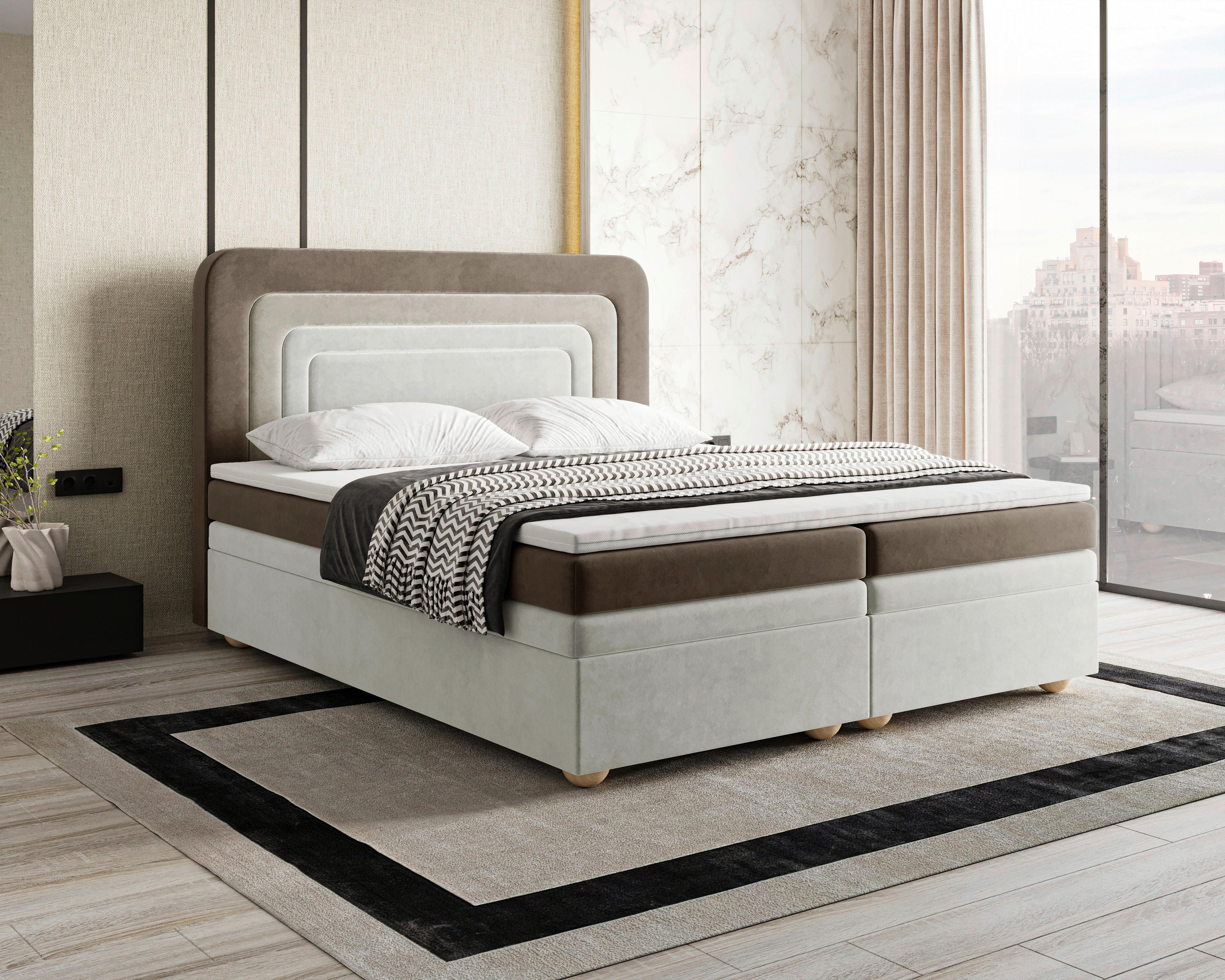 Boxbett Nest Lf: 160x200 Braun/Beige - Beige/Bronzefarben, MODERN, Holz/Kunststoff (160/200cm) - MID.YOU