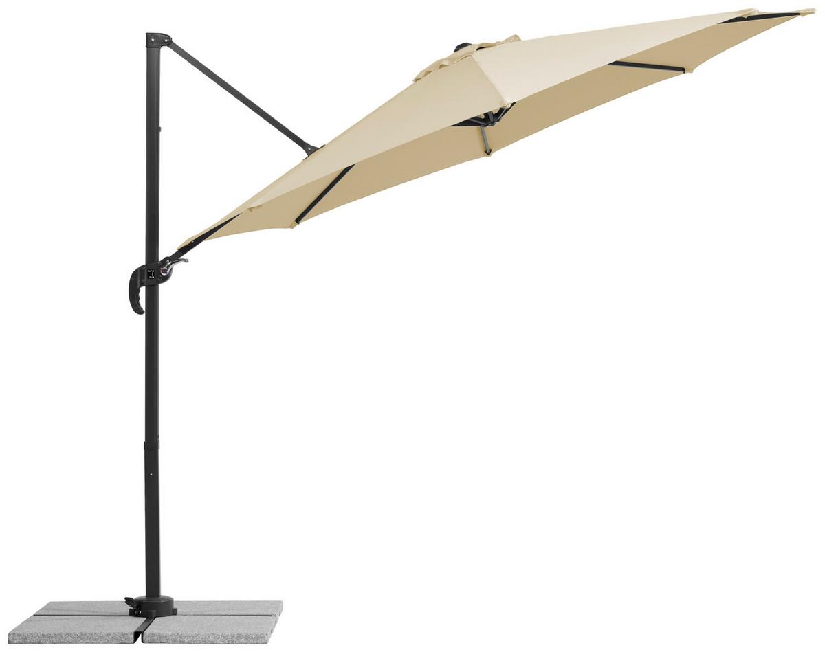 Ampelschirm Rhodos Junior BxHxT: 352x244x300 cm Naturfarben - Anthrazit/Naturfarben, Basics, Textil/Metall (352/244/300cm) - Schneider