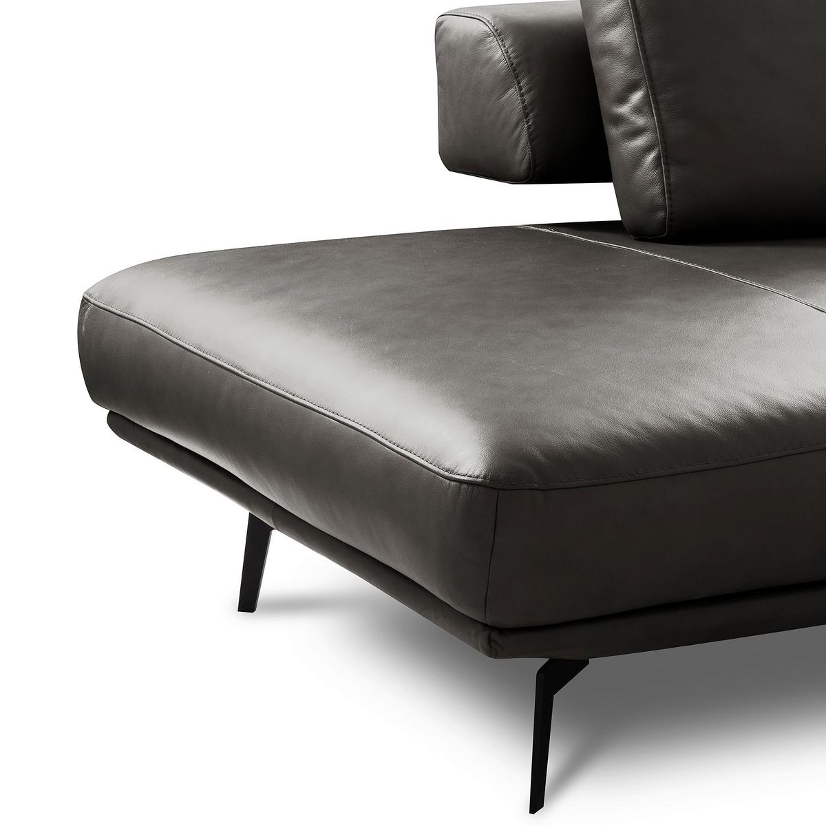 Ecksofa Como Echtleder Anthrazit 237x306 - Anthrazit/Schwarz, Design, Leder (237/306cm) - Livetastic