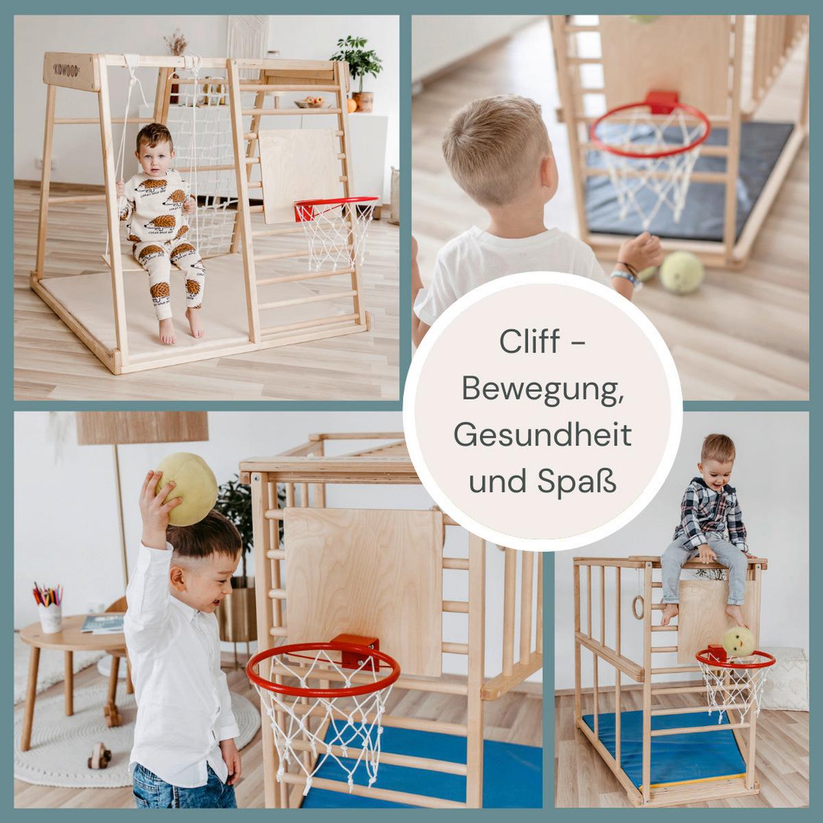 Basektballkorb mit Netz und Platte - Birkefarben, Basics, Holz (38/38cm) - CLIFF