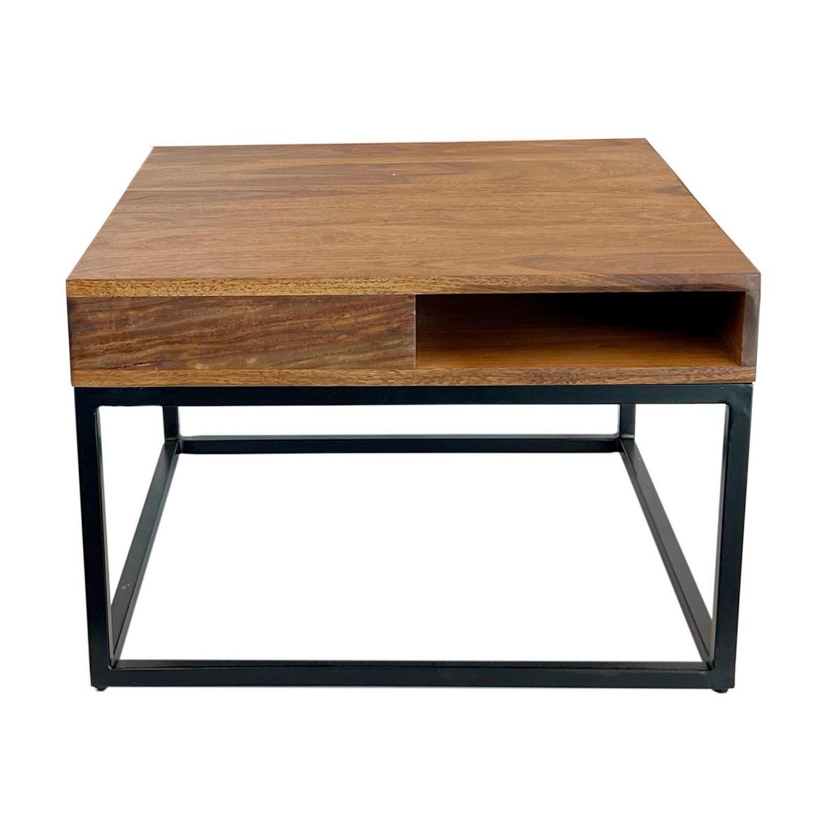 Couchtisch Sheeshamfarben B: 60 cm - Sheeshamfarben/Schwarz, Natur, Holz/Metall (60/60/40cm) - Livetastic