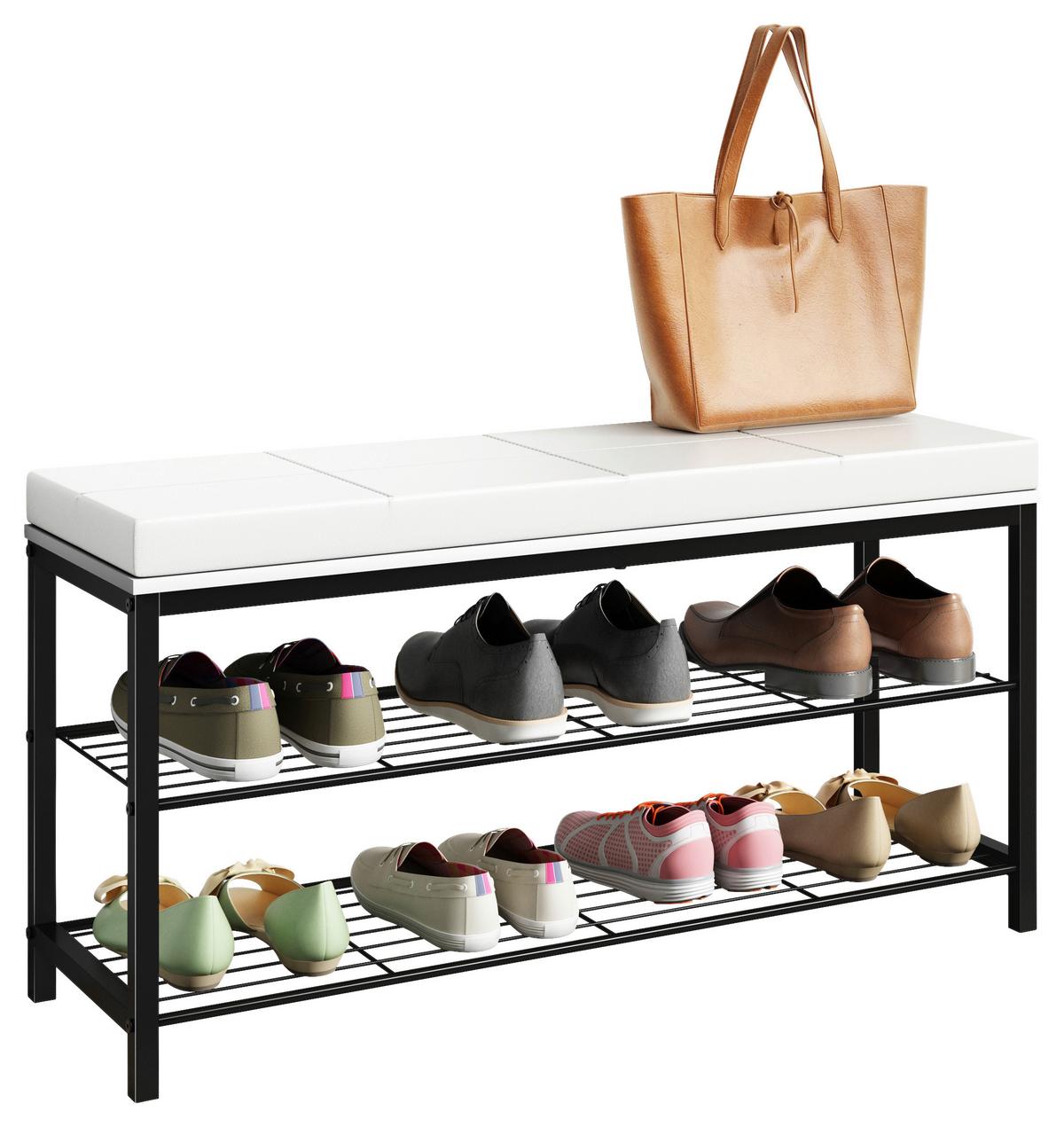 Schuhregal Taliro Schwarz Weiß - Schwarz/Weiß, Design, Holzwerkstoff/Metall (90/48/30cm) - MID.YOU