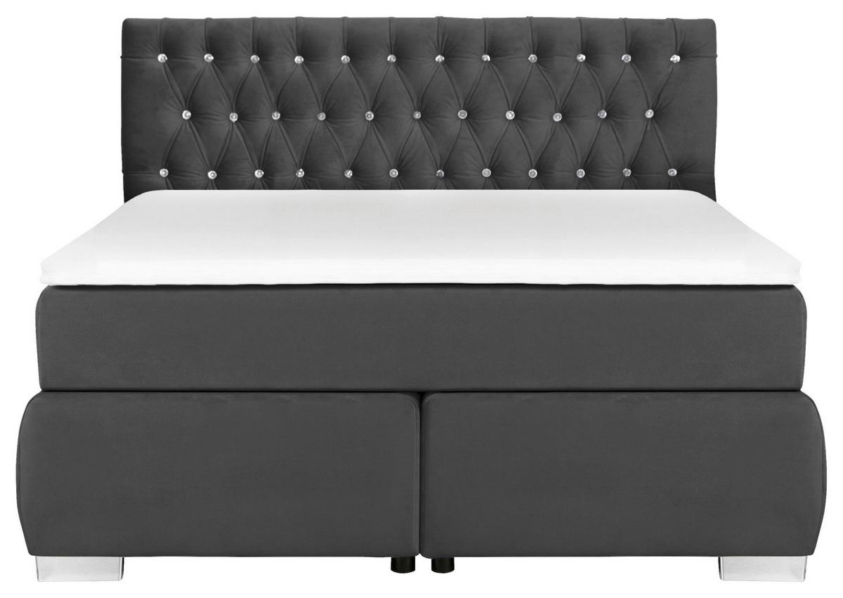 Boxspringbett Rumba Inkl. Matratze 140x200 - Platinfarben/Grau, Basics, Textil (140/200cm) - Livetastic