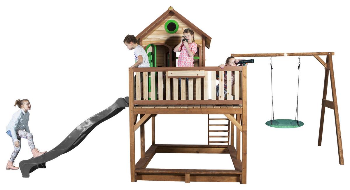 Spielturm A030.154.80 - Braun/Grau, KONVENTIONELL, Holz (613/291/277cm) - Ambia Garden