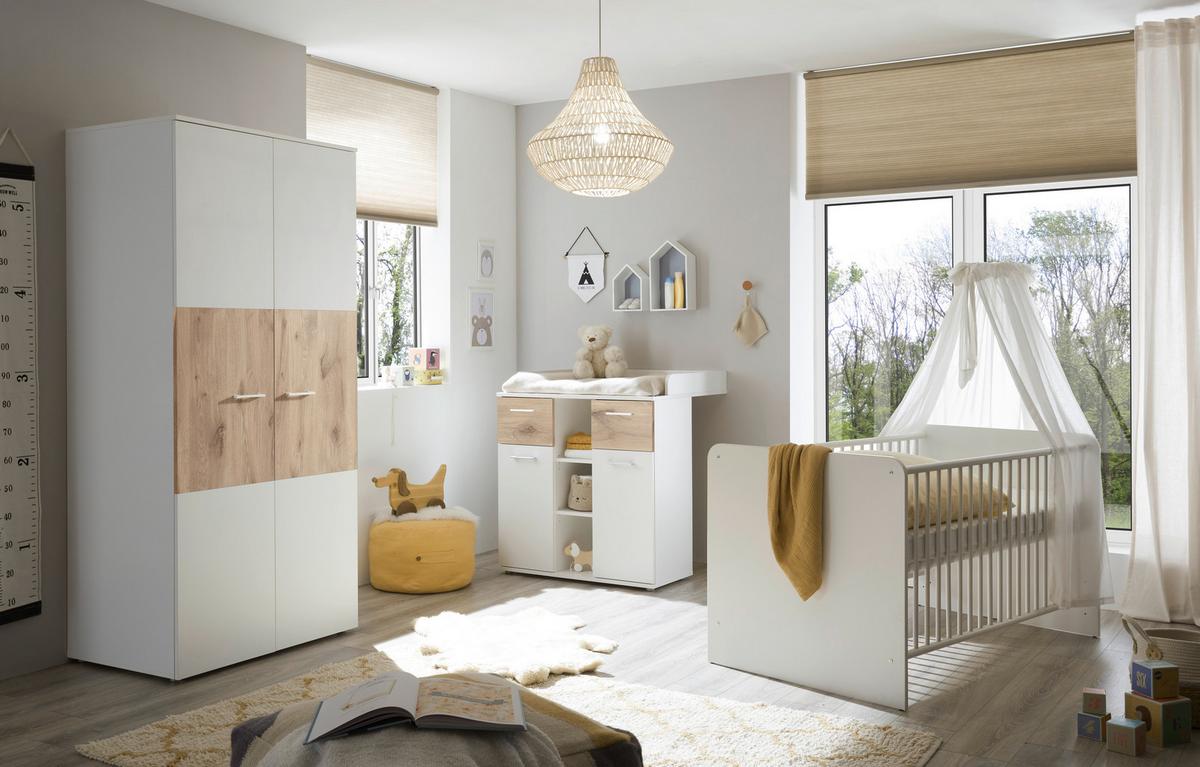 Rácsos Kiságy Alex - fehér, Konventionell, faalapú anyag/fa (82/81/144cm)