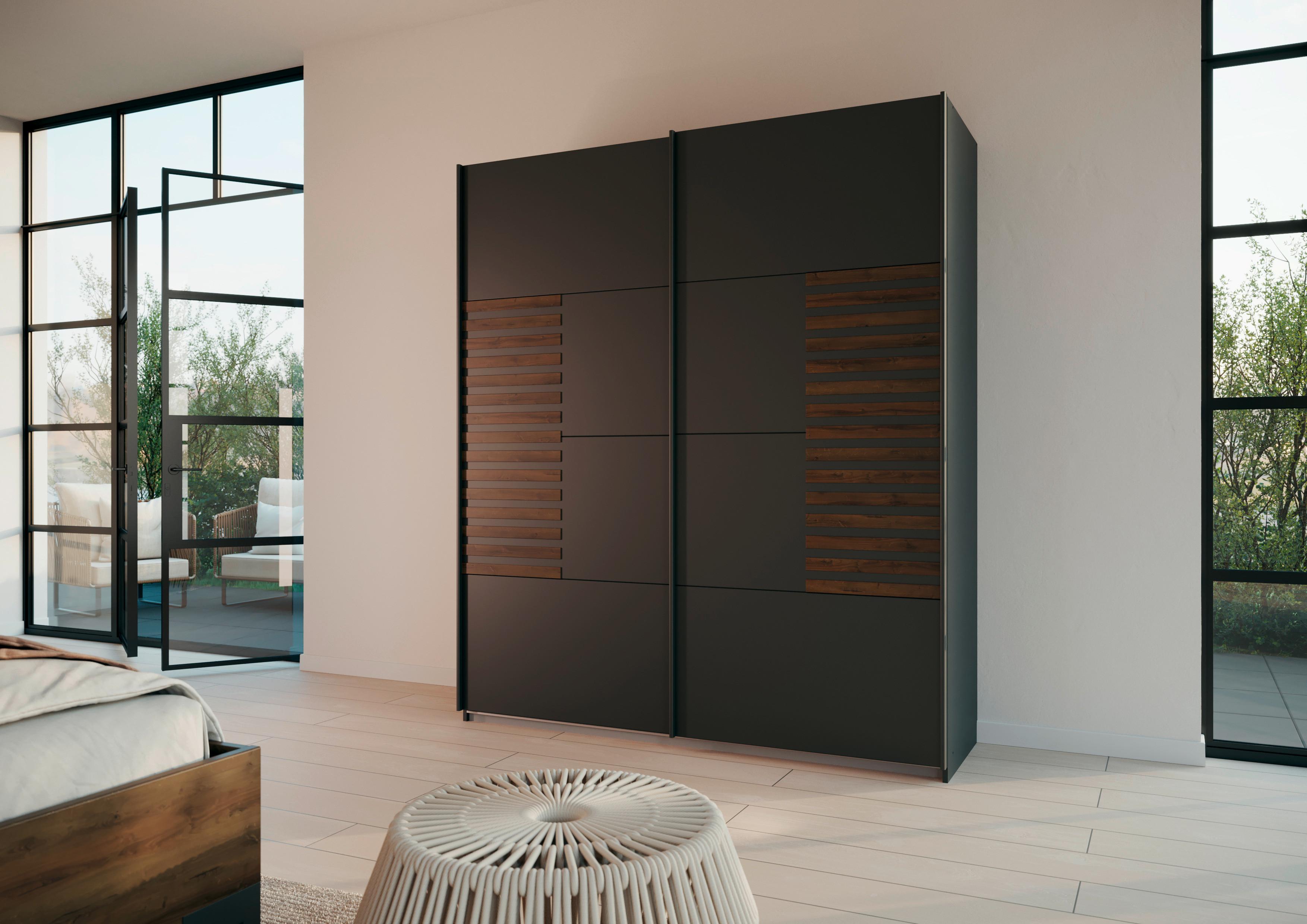 Schwebetürenschrank Barea Dunkelgrau Eiche Dekor - Eiche dunkel/Dunkelgrau, MODERN, Holzwerkstoff (181/210/62cm) - Rauch Möbel