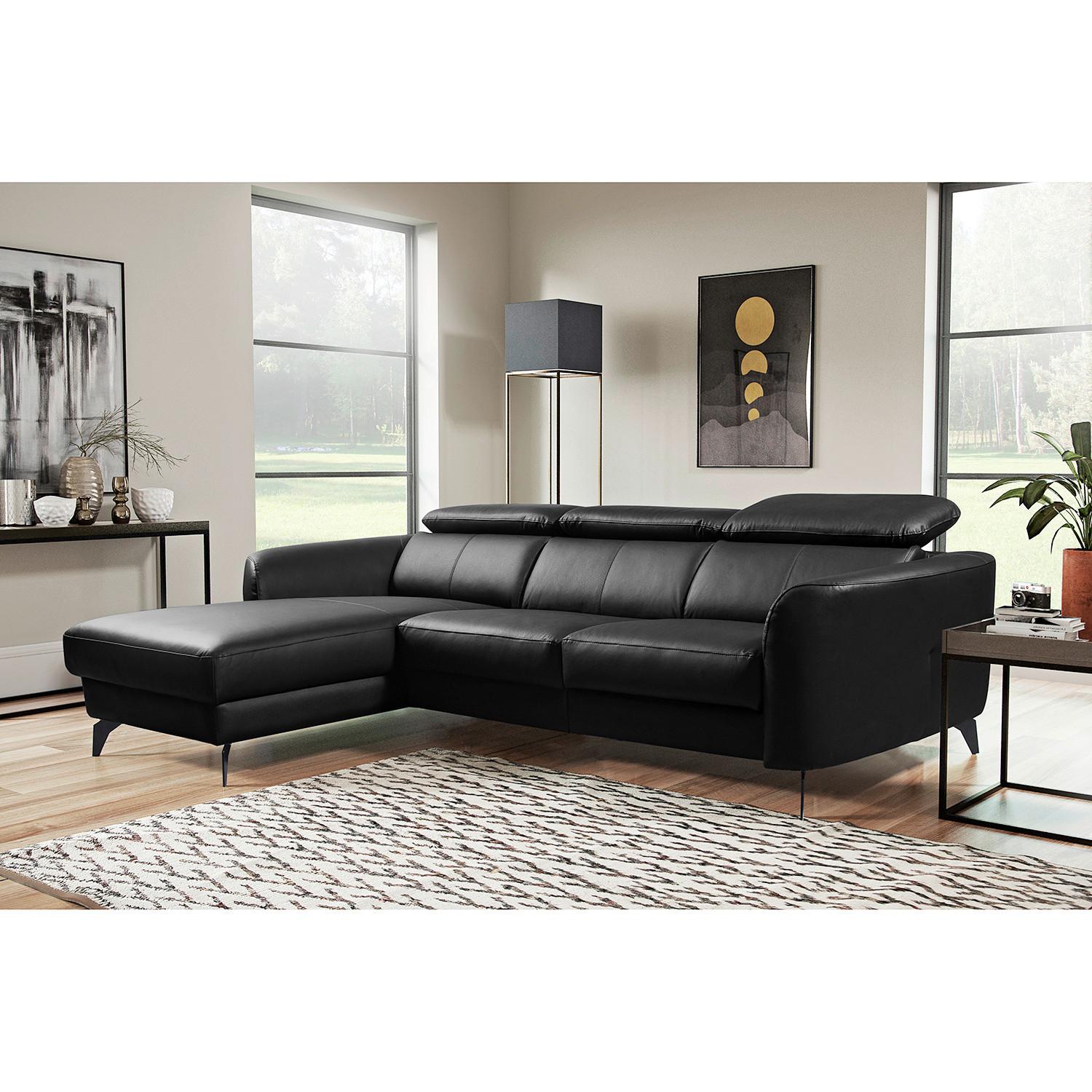 Ecksofa Berne Schwarz S: 183x261 Cm - Schwarz, Design, Leder/Textil (183/261cm) - Livetastic
