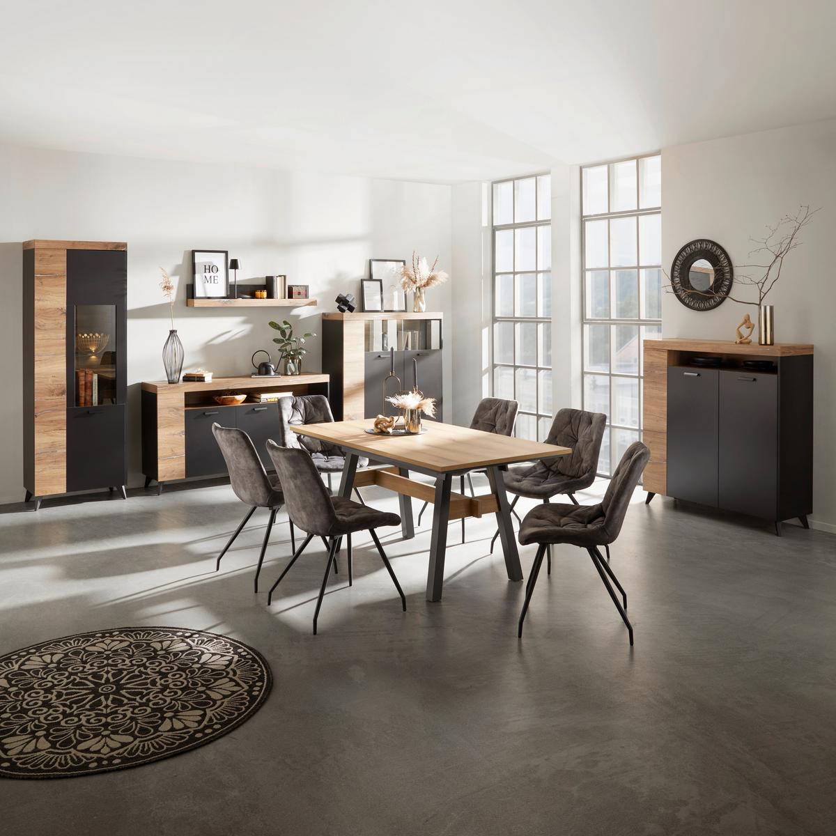 Highboard mit Türdämpfung 115 cm Sunny Hb 3D, Schwarz - Schwarz, MODERN, Holzwerkstoff (115/128,5/40cm) - Luca Bessoni