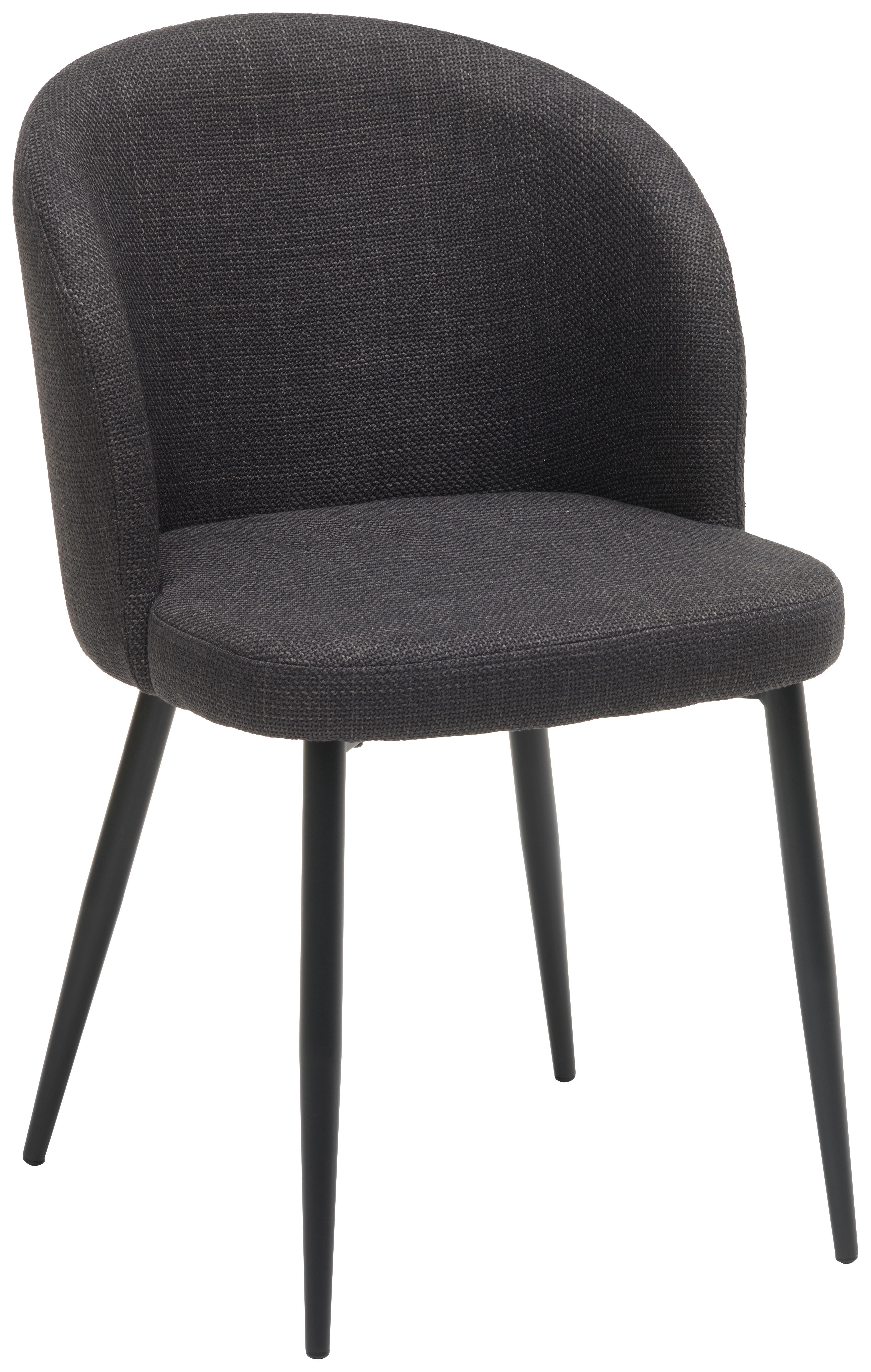 Vierfußstuhl Flo Webstoff Anthrazit, B: 49 cm - Anthrazit/Schwarz, KONVENTIONELL, Textil/Metall (49/78/58cm) - MID.YOU