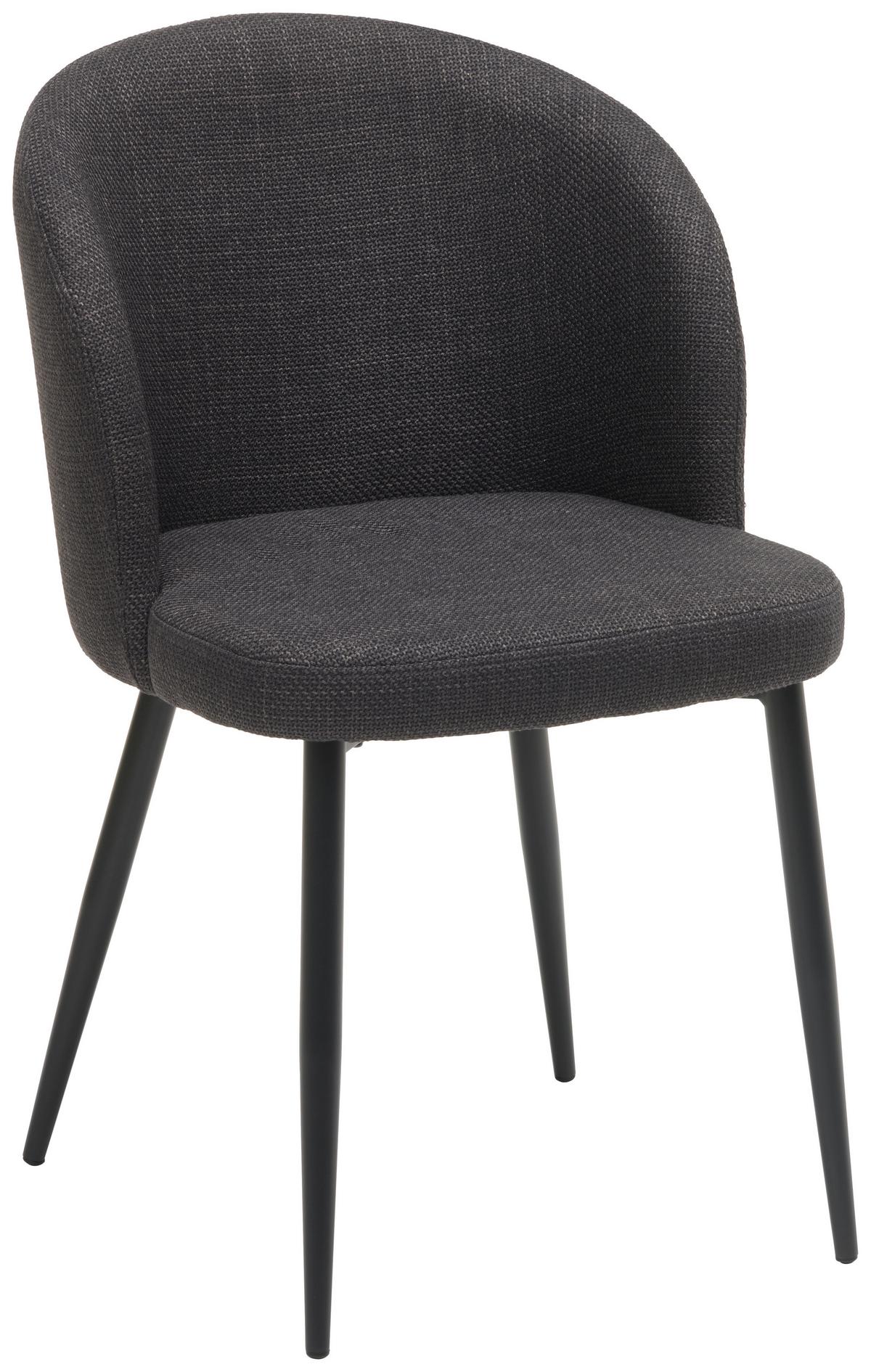 Vierfußstuhl Flo Webstoff Anthrazit, B: 49 Cm - Anthrazit/Schwarz, KONVENTIONELL, Textil/Metall (49/78/58cm) - MID.YOU