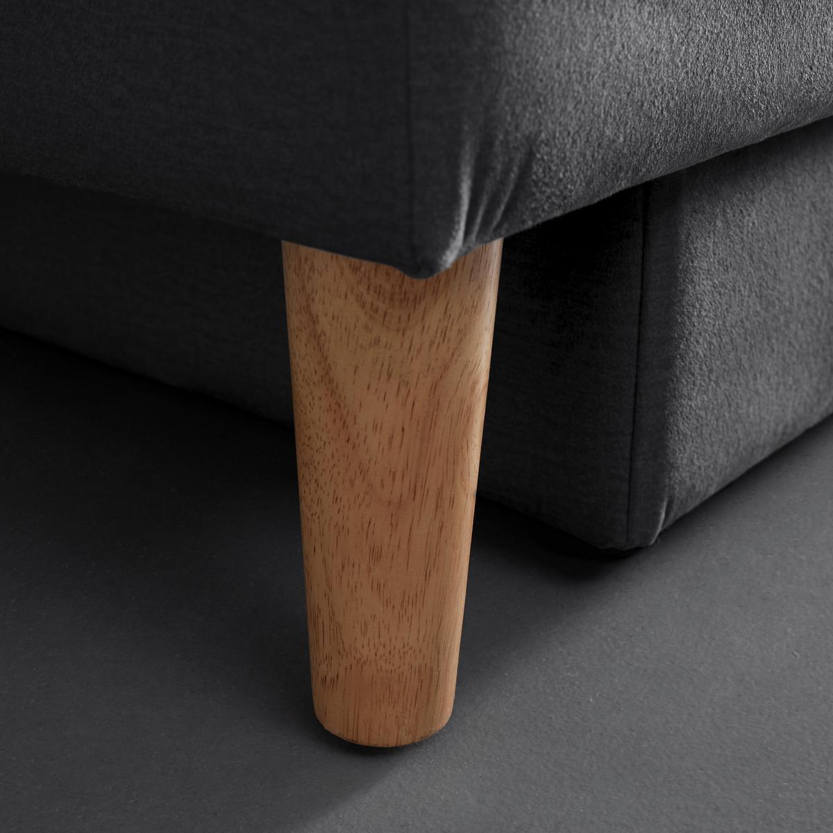 Sametová pohovka s taburetem ELIZA tmavě šedá - černá/tmavě šedá, Moderní, dřevo/textil (260/75/210cm) - Bessagi Home