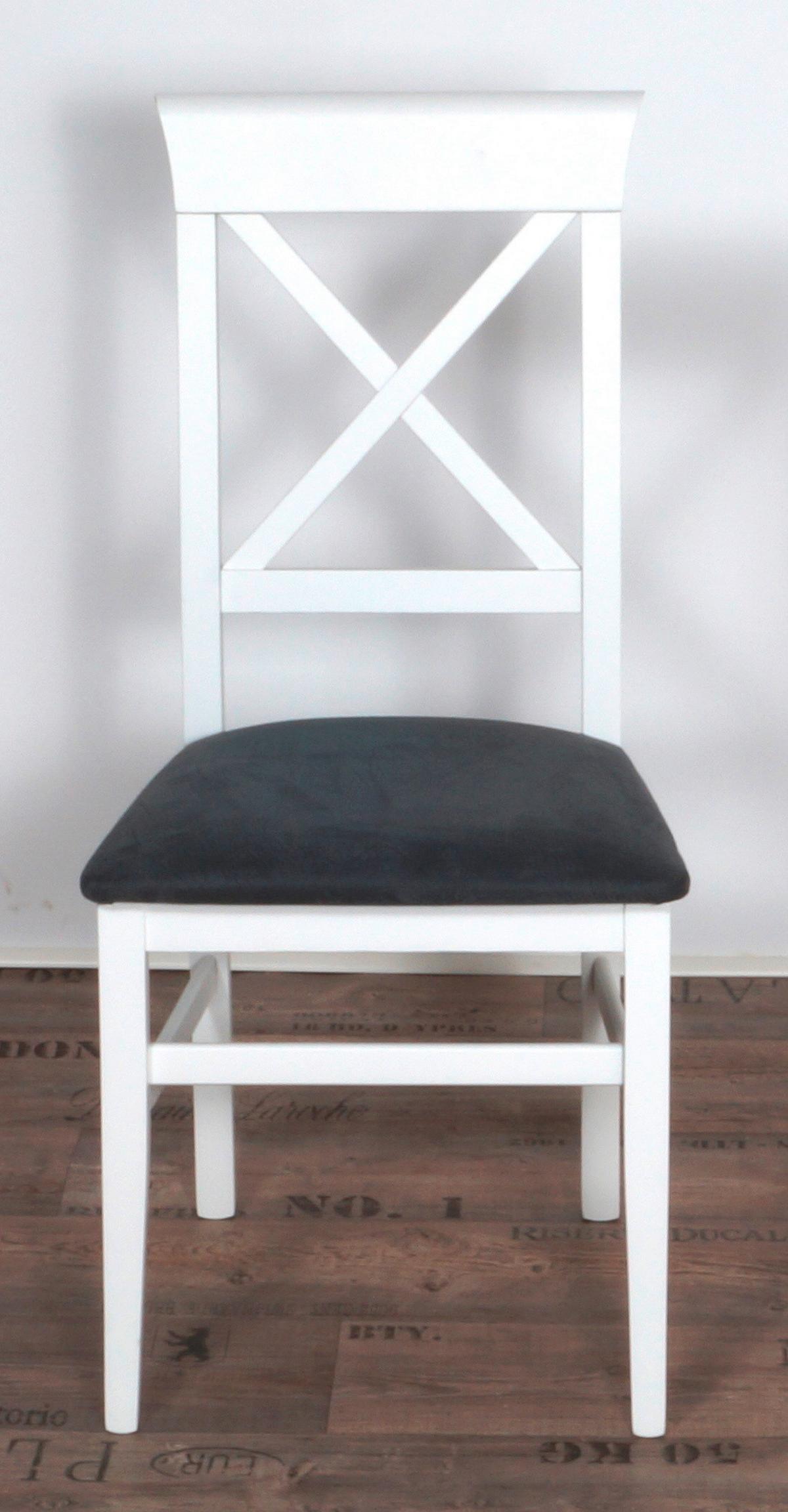 Stuhl-set Madrano Grau/weiß B: 44 Cm - Weiß/Grau, KONVENTIONELL, Holz/Textil (44/93/46cm) - MID.YOU