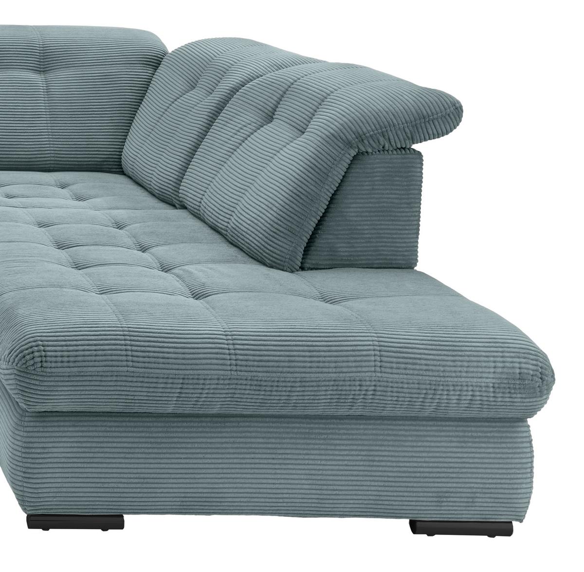 Wohnlandschaft Mit Bettkasten Rigatti Hellblau B: 387 Cm - Schwarz/Hellblau, MODERN, Textil (184/387/252cm) - Livetastic