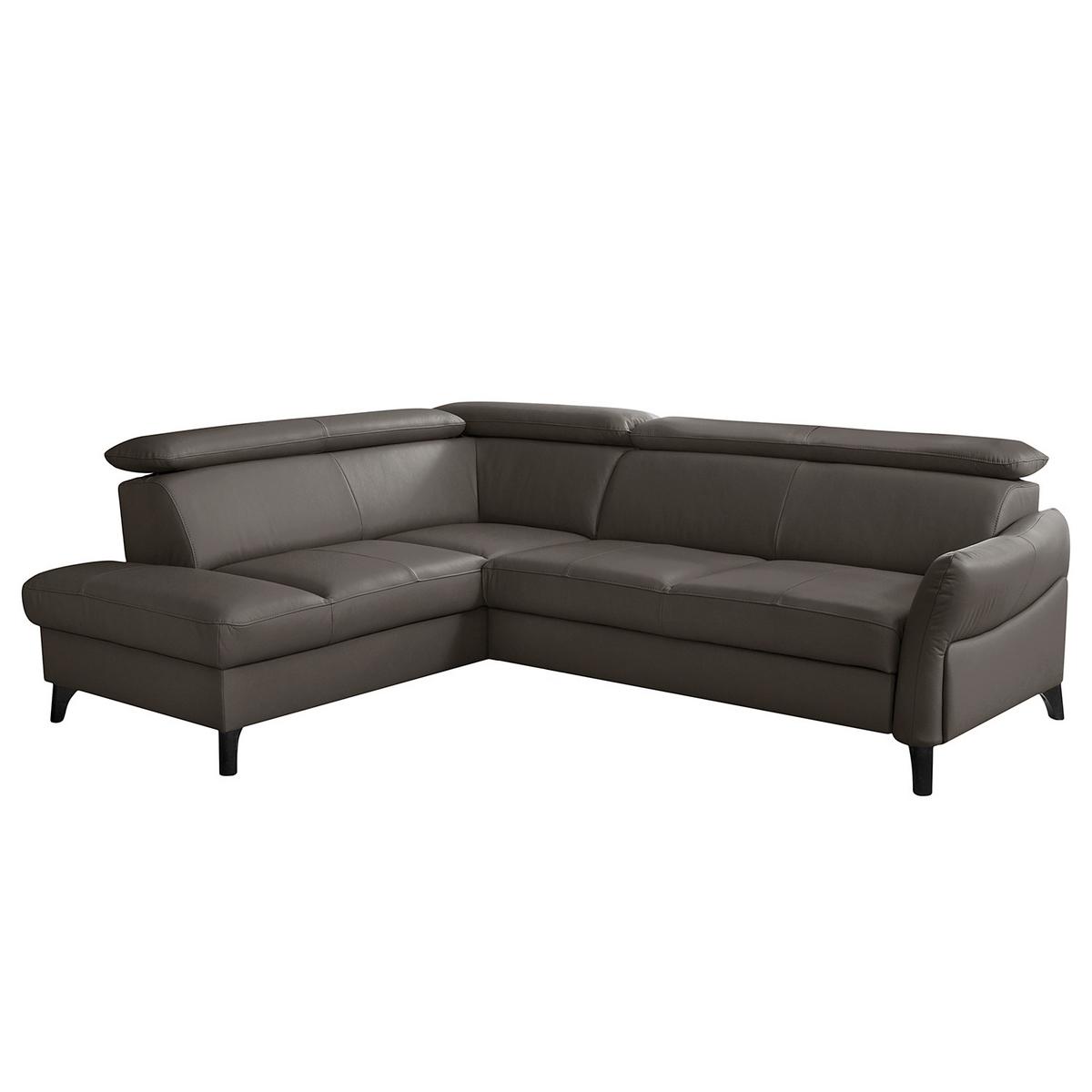 Ecksofa Note New Teilleder Dunkelbraun 199x244 - Dunkelbraun/Schwarz, Design, Leder/Textil (199/244cm) - Livetastic