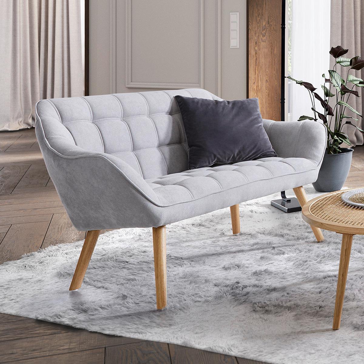 Dvojmiestna pohovka Monique, svetlosivá - svetlosivá, Modern, drevo/textil (127/76/74,5cm) - Bessagi Home