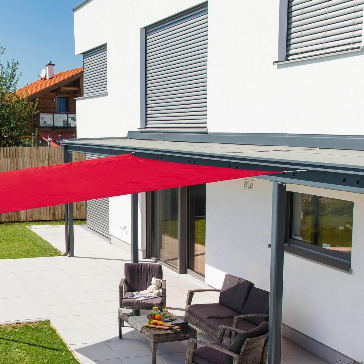 Sonnensegel Quadrat 5x5 M - Dunkelrot, Basics (500/500cm)