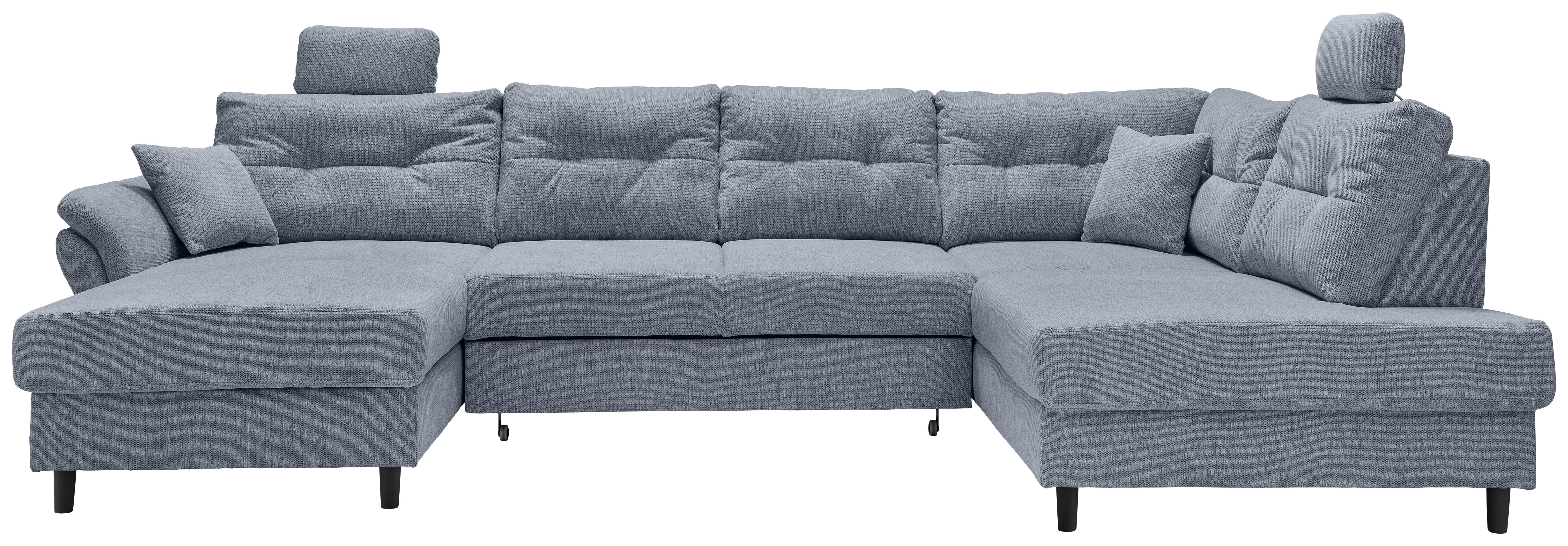 Wohnlandschaft Brizzini Hellblau U: 176x338x206 cm - Schwarz/Hellblau, MODERN, Textil (176/338/206cm) - Livetastic